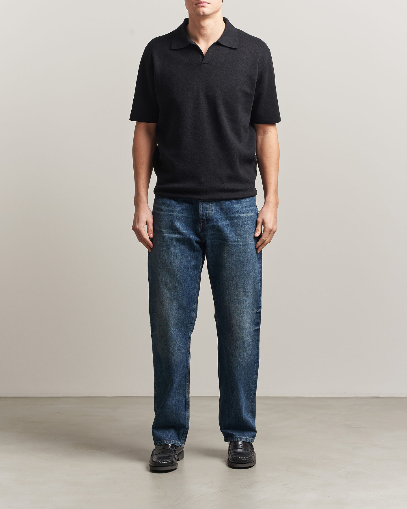 Men | Polo Shirts | Tiger of Sweden | Maelon Cotton/Linen Knitted Polo Black