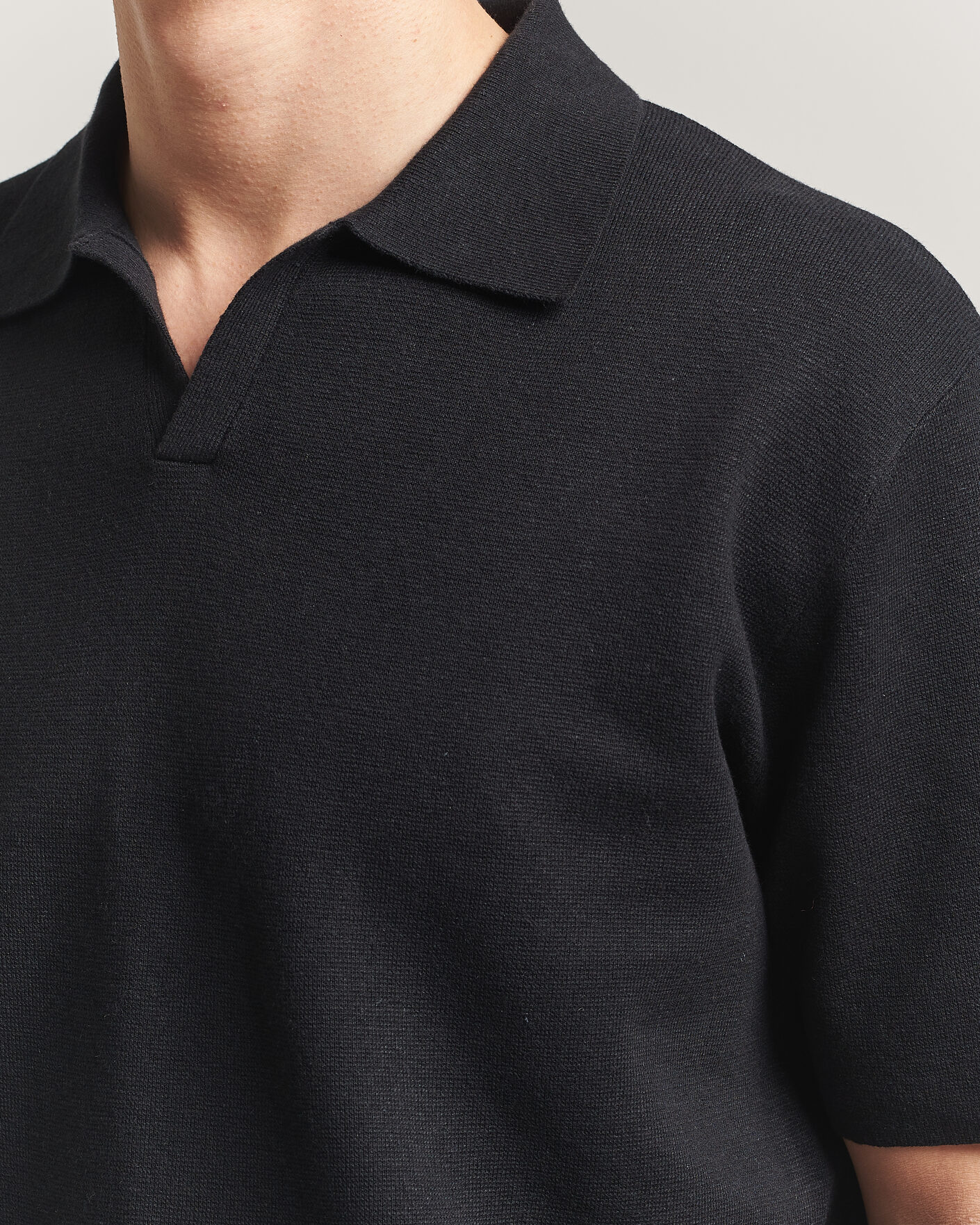 Men | Polo Shirts | Tiger of Sweden | Maelon Cotton/Linen Knitted Polo Black