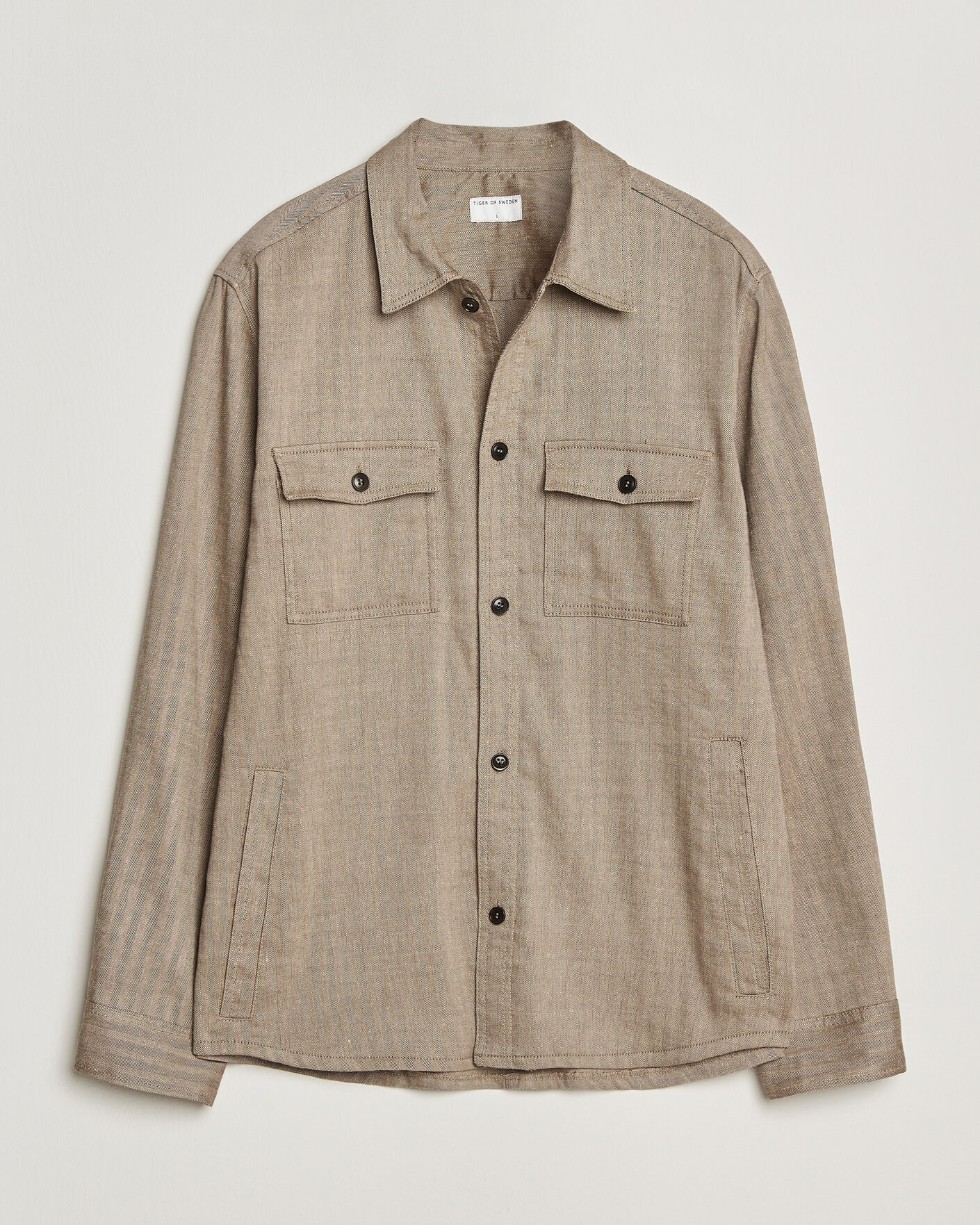 Men | Shirts | Tiger of Sweden | Bishop Linen Overshirt Vintage Beige