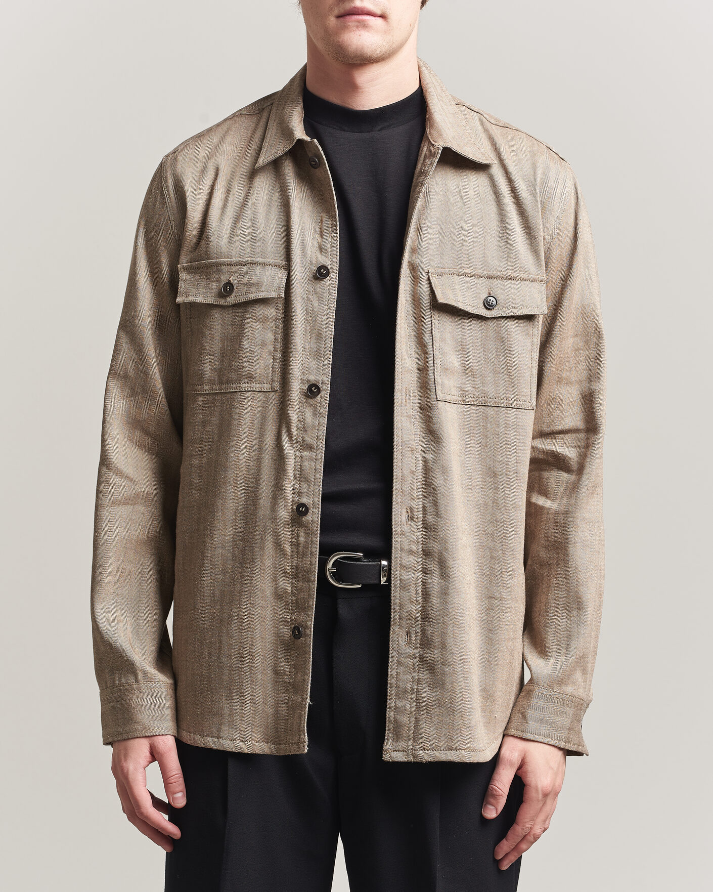 Men | Shirts | Tiger of Sweden | Bishop Linen Overshirt Vintage Beige