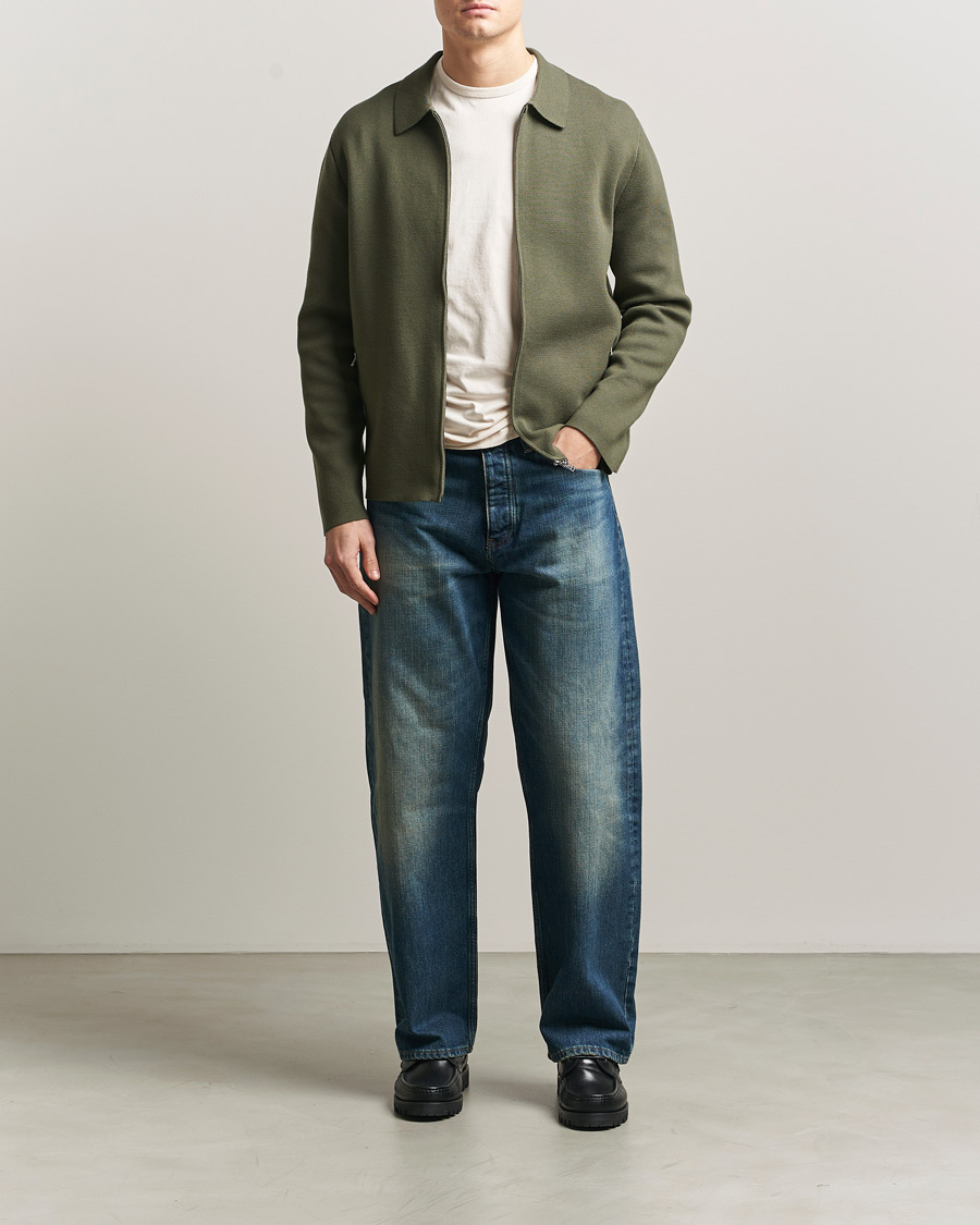 Men | Sweaters & Knitwear | Tiger of Sweden | Celyn Knitted Full Zip Kalamata Green