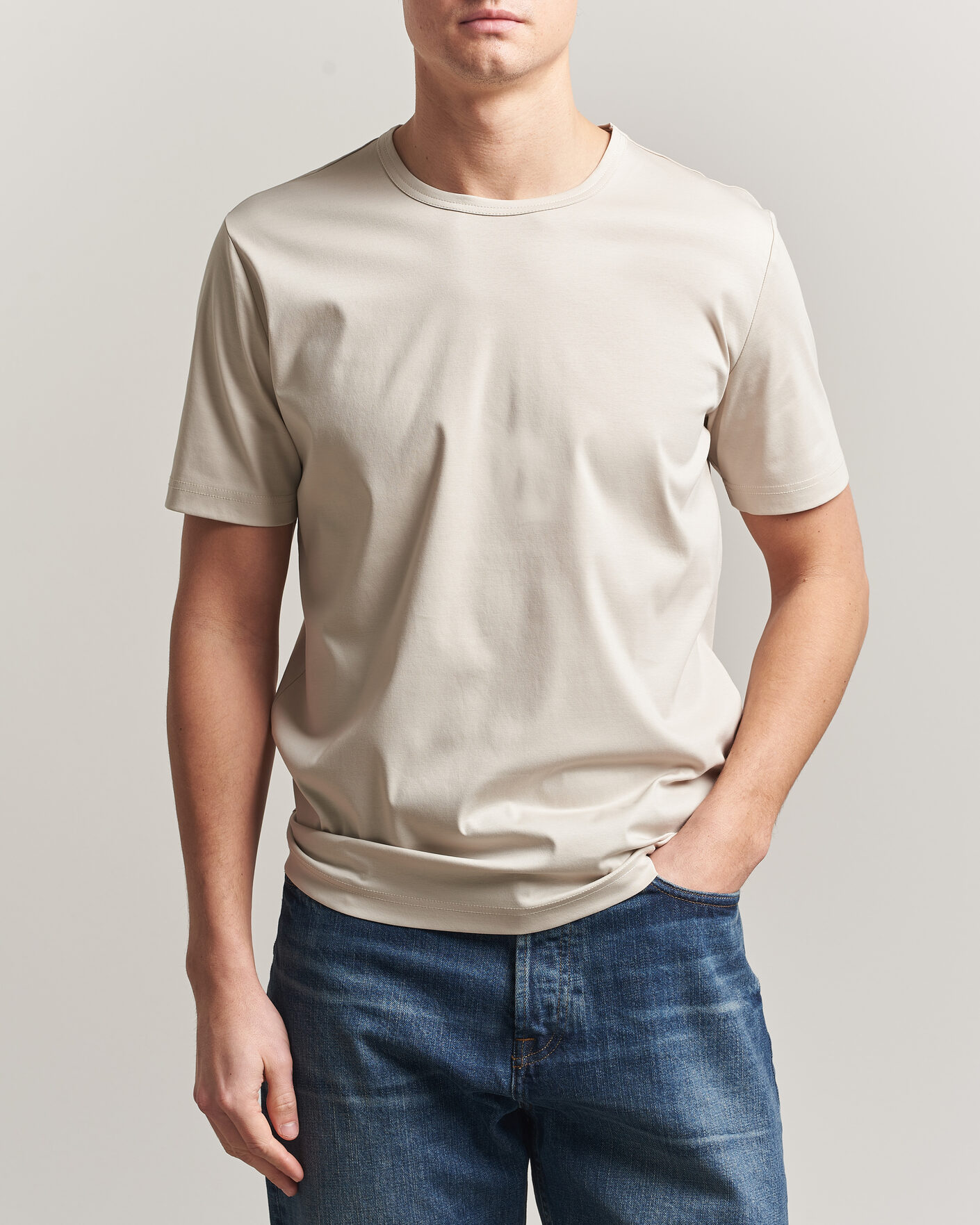 Men | T-Shirts | Tiger of Sweden | Olaf Mercerized Cotton T-Shirt Seline Grey