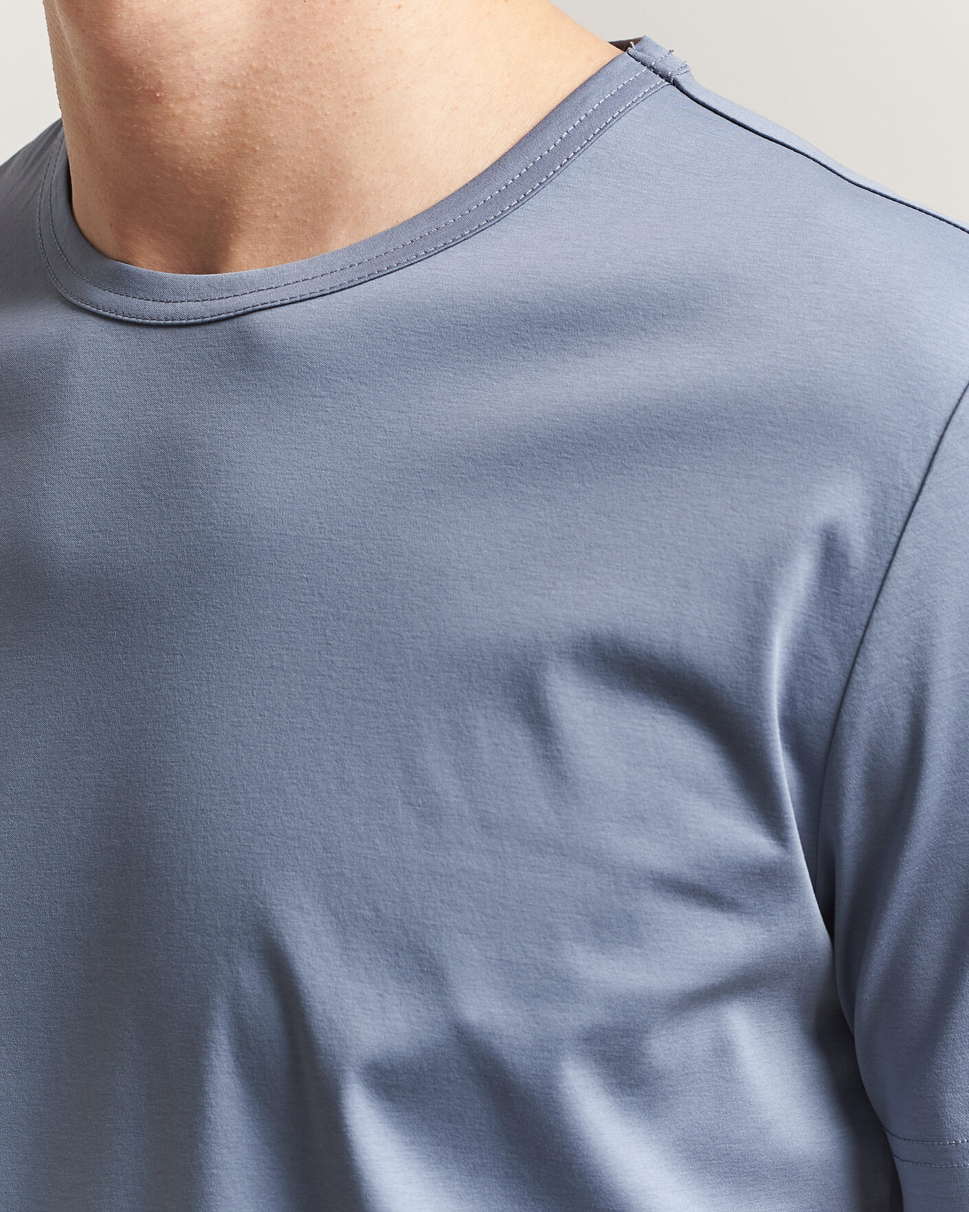 Men | T-Shirts | Tiger of Sweden | Olaf Mercerized Cotton T-Shirt Dull Blue