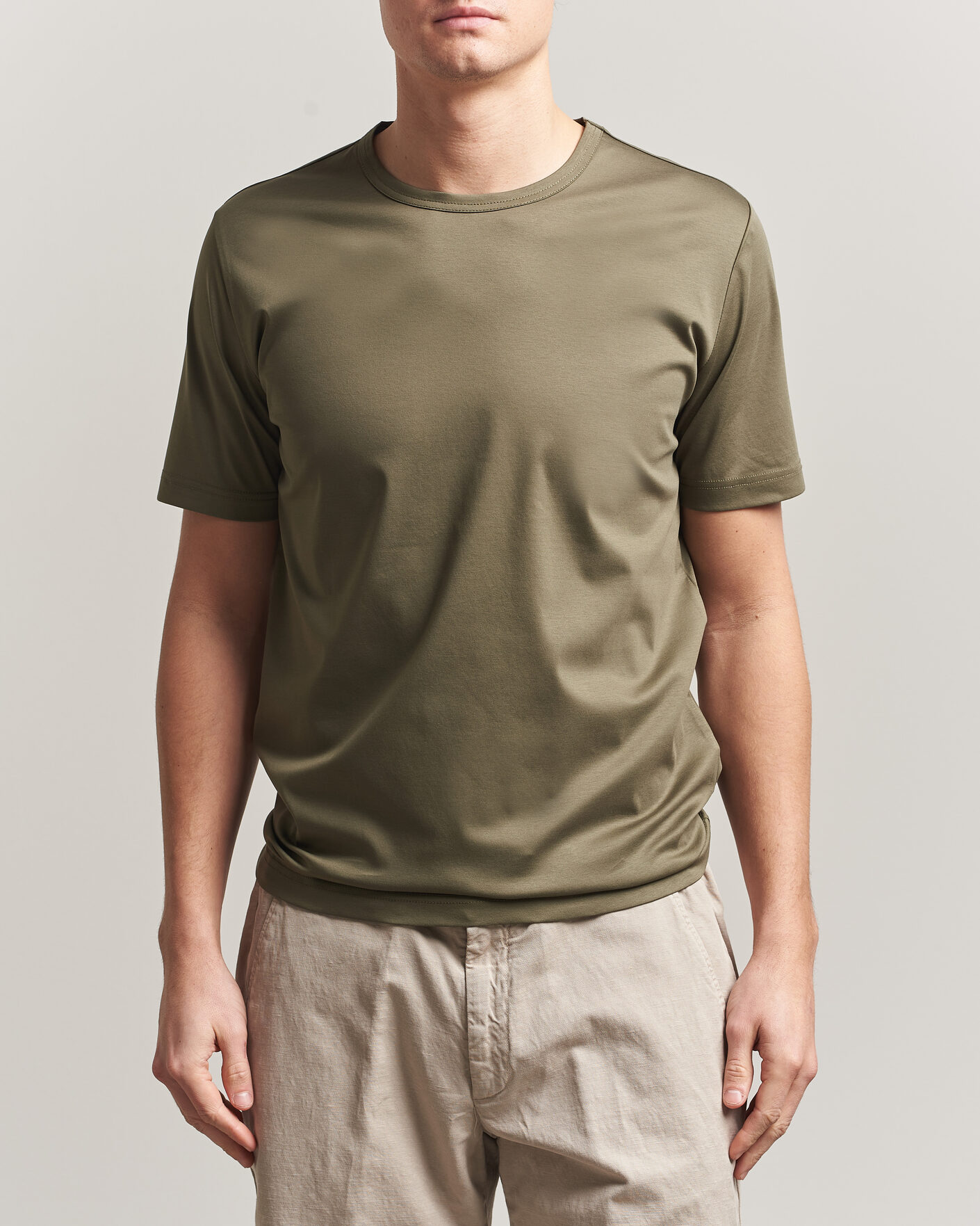 Men | T-Shirts | Tiger of Sweden | Olaf Mercerized Cotton T-Shirt Kalamata Green