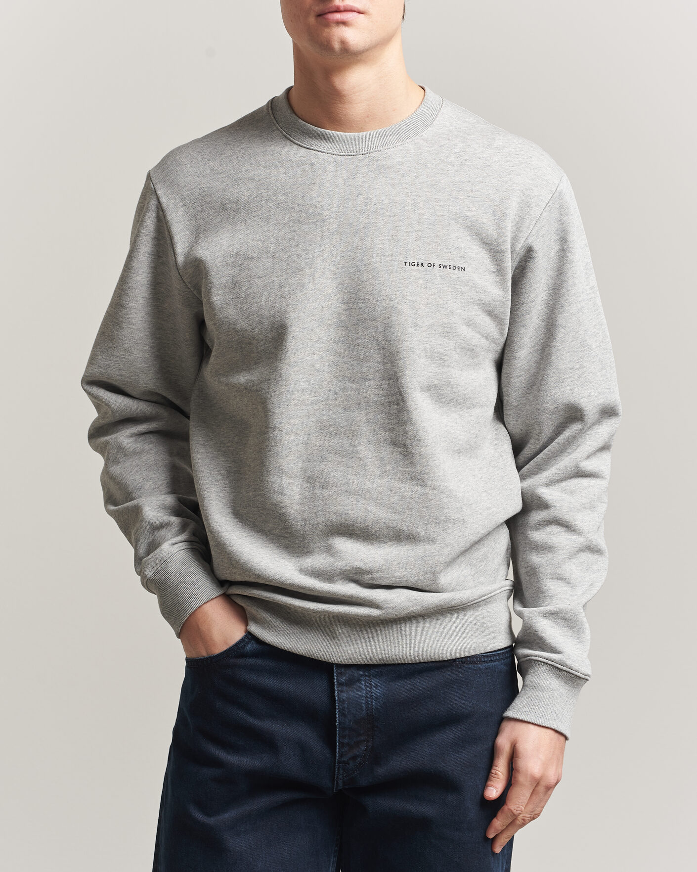 Men | Sweaters & Knitwear | Tiger of Sweden | Emerson Crew Neck Sweatshirt Grey Melange