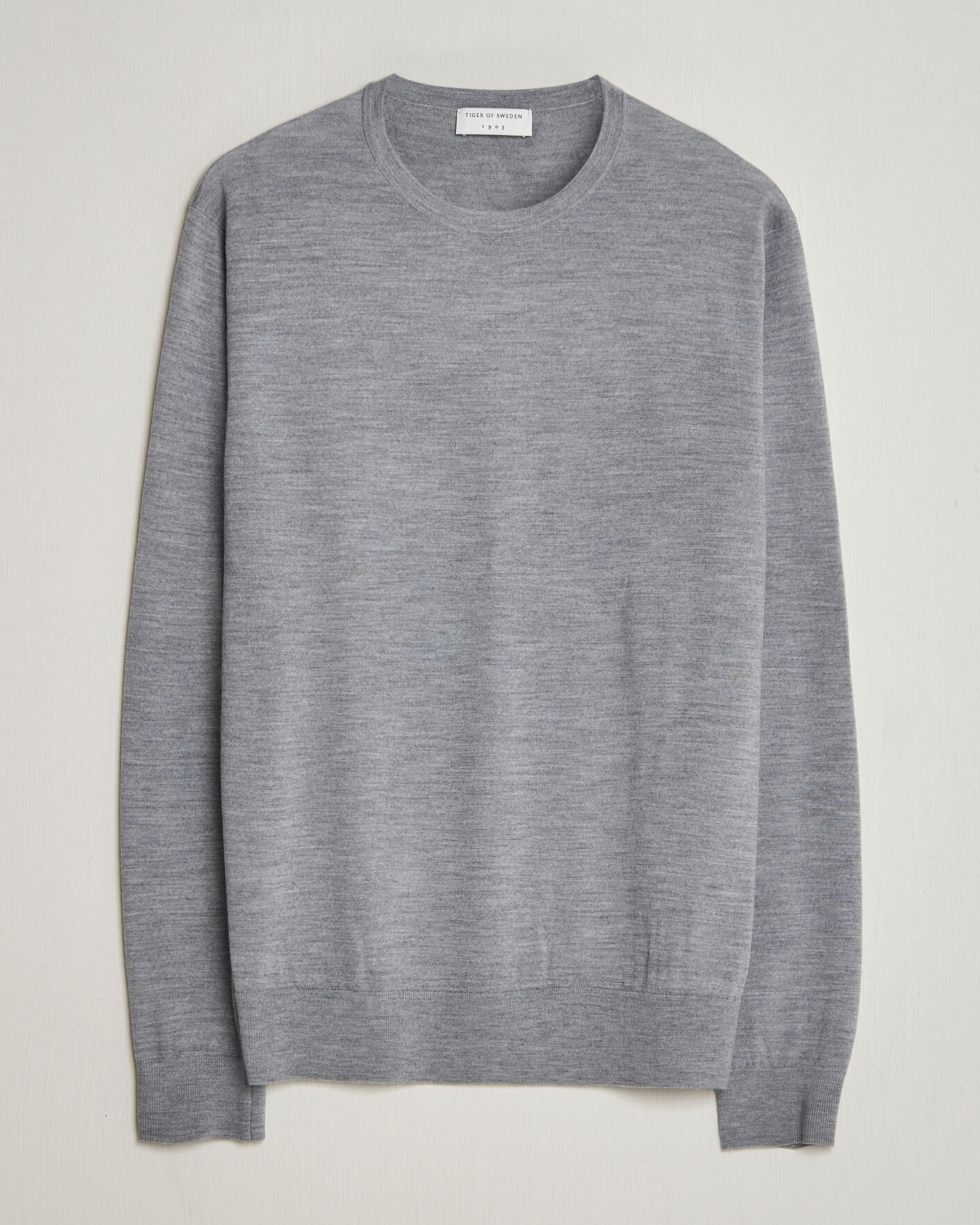 Men | Sweaters & Knitwear | Tiger of Sweden | Connor Crew Neck Pullover Grey Melange