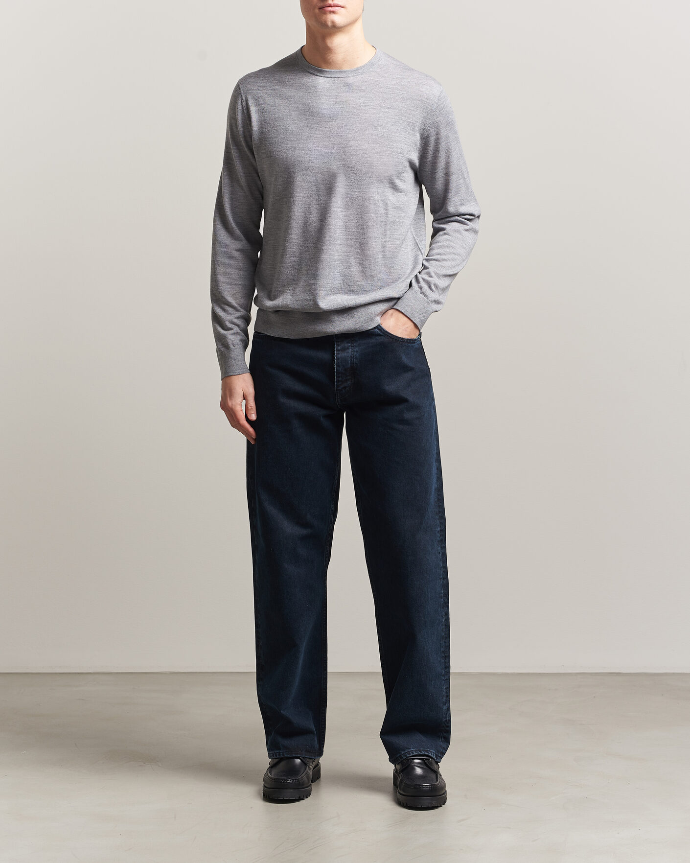 Men | Sweaters & Knitwear | Tiger of Sweden | Connor Crew Neck Pullover Grey Melange
