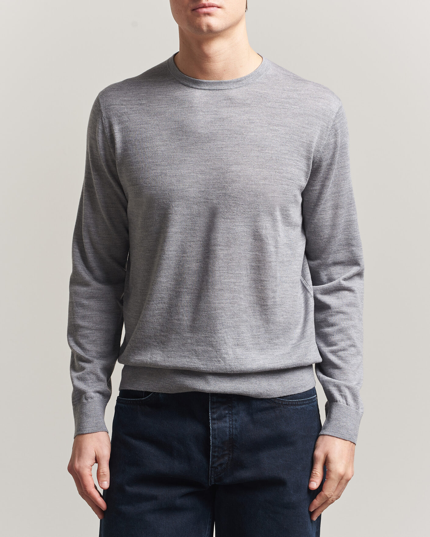 Men | Sweaters & Knitwear | Tiger of Sweden | Connor Crew Neck Pullover Grey Melange