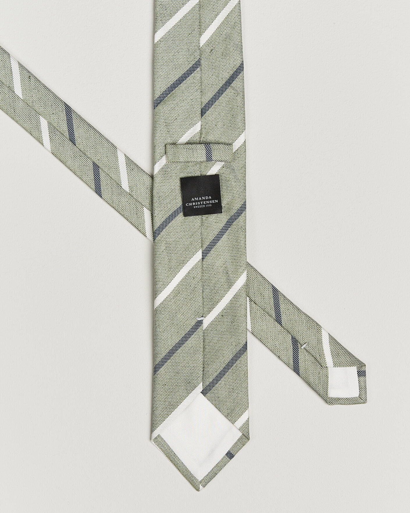 Men | Ties | Amanda Christensen | Silk/Linen 8cm Striped Tie Green