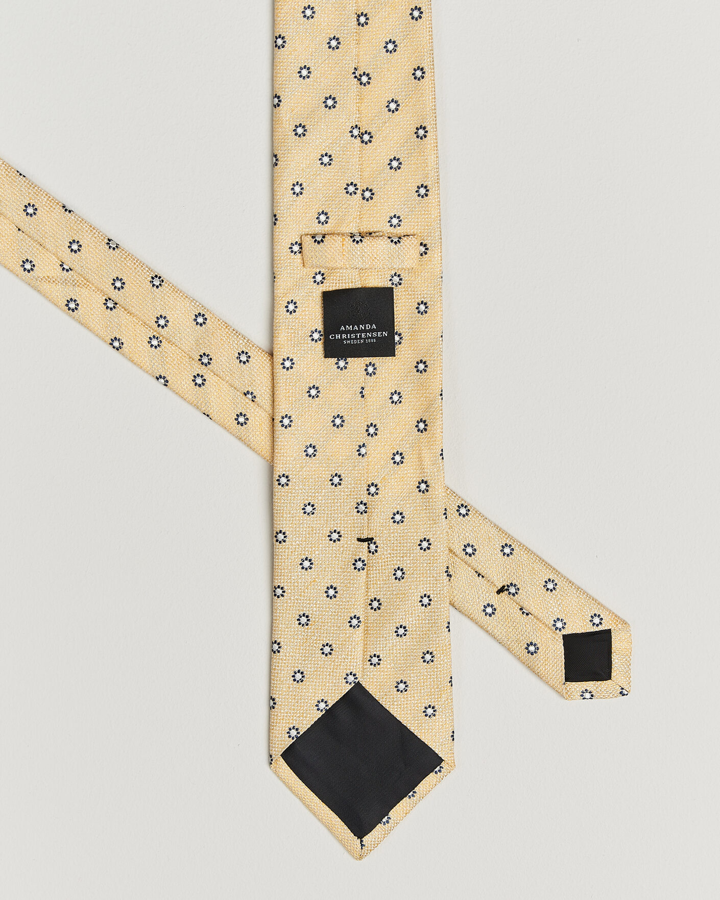 Men | Ties | Amanda Christensen | Silk/Linen 8cm Flower Tie Yellow