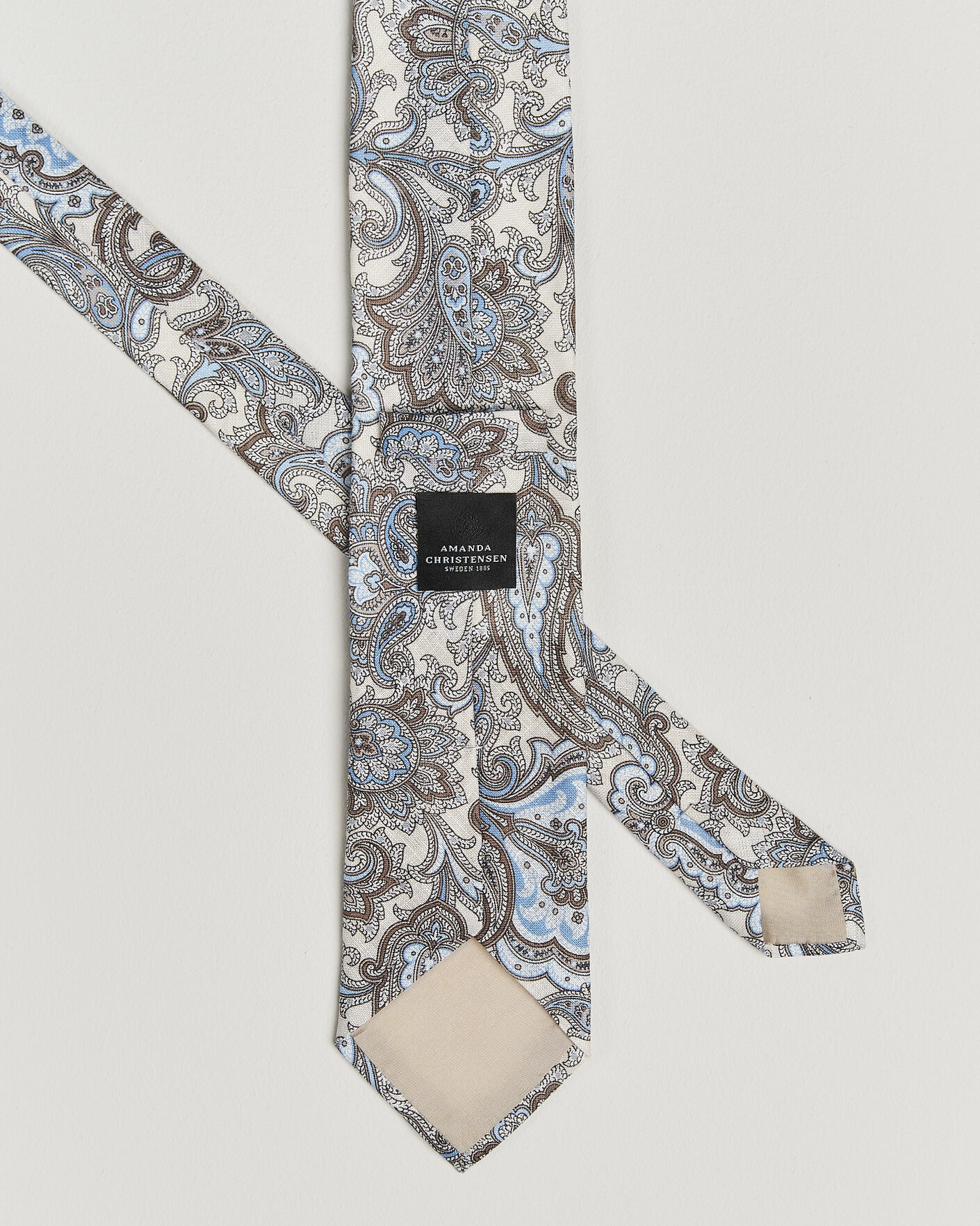 Men | Ties | Amanda Christensen | Linen 8cm Paisley Tie Cream