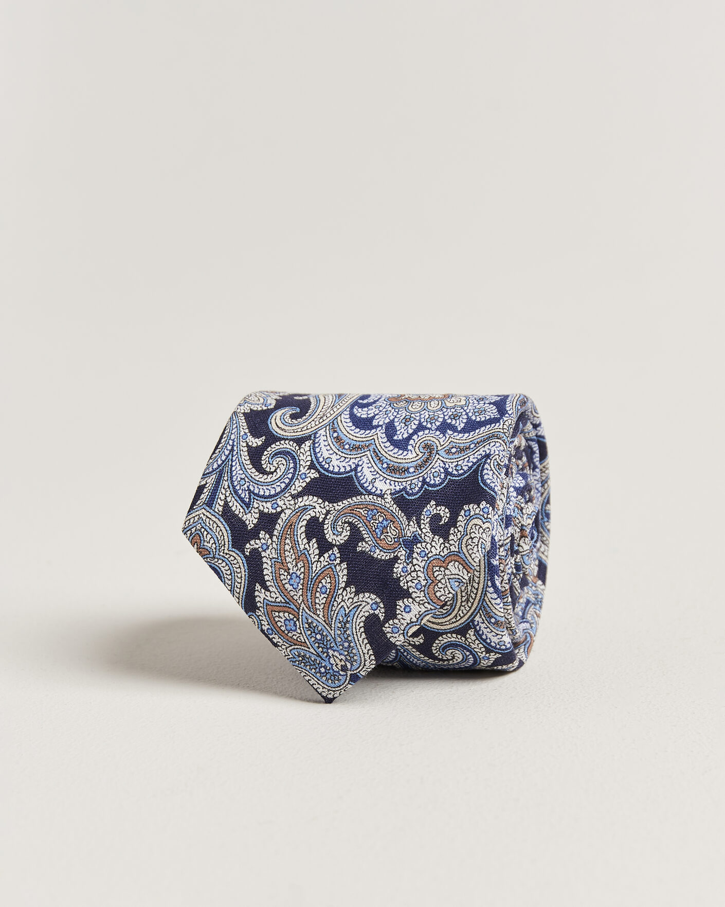 Men | Ties | Amanda Christensen | Linen 8cm Paisley Tie Navy