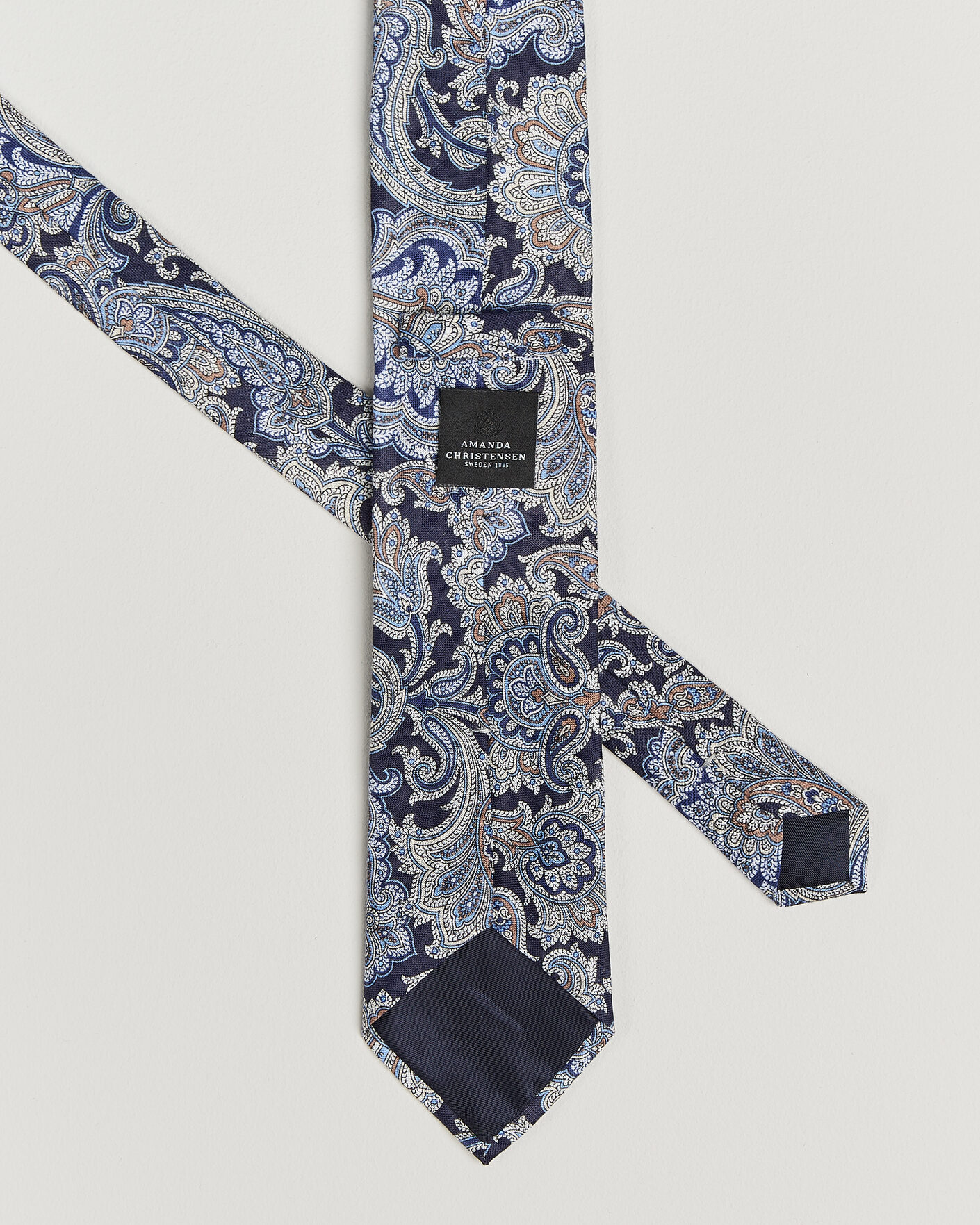 Men | Ties | Amanda Christensen | Linen 8cm Paisley Tie Navy
