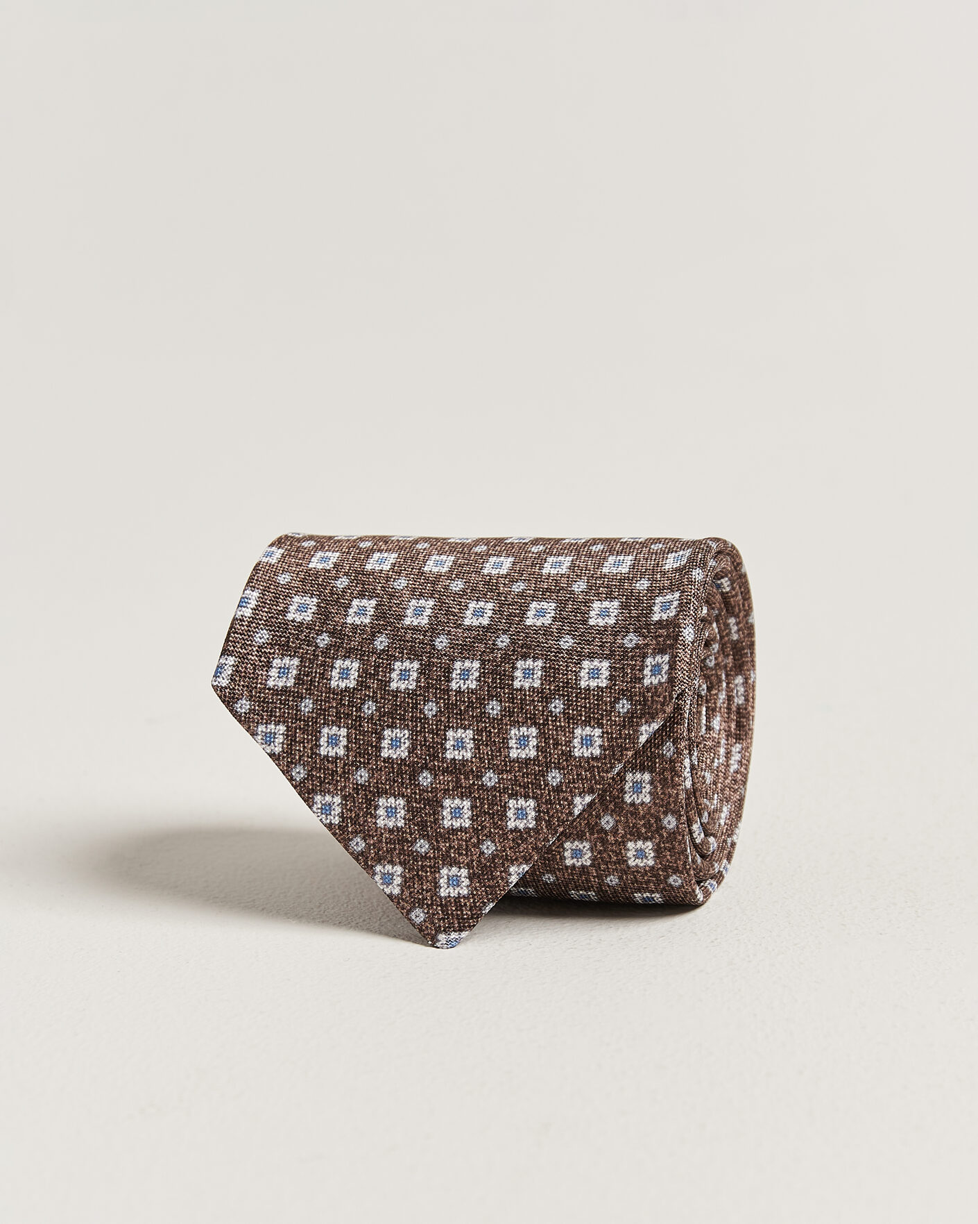 Men | Ties | Amanda Christensen | Silk Oxford 8cm Flower Tie Brown