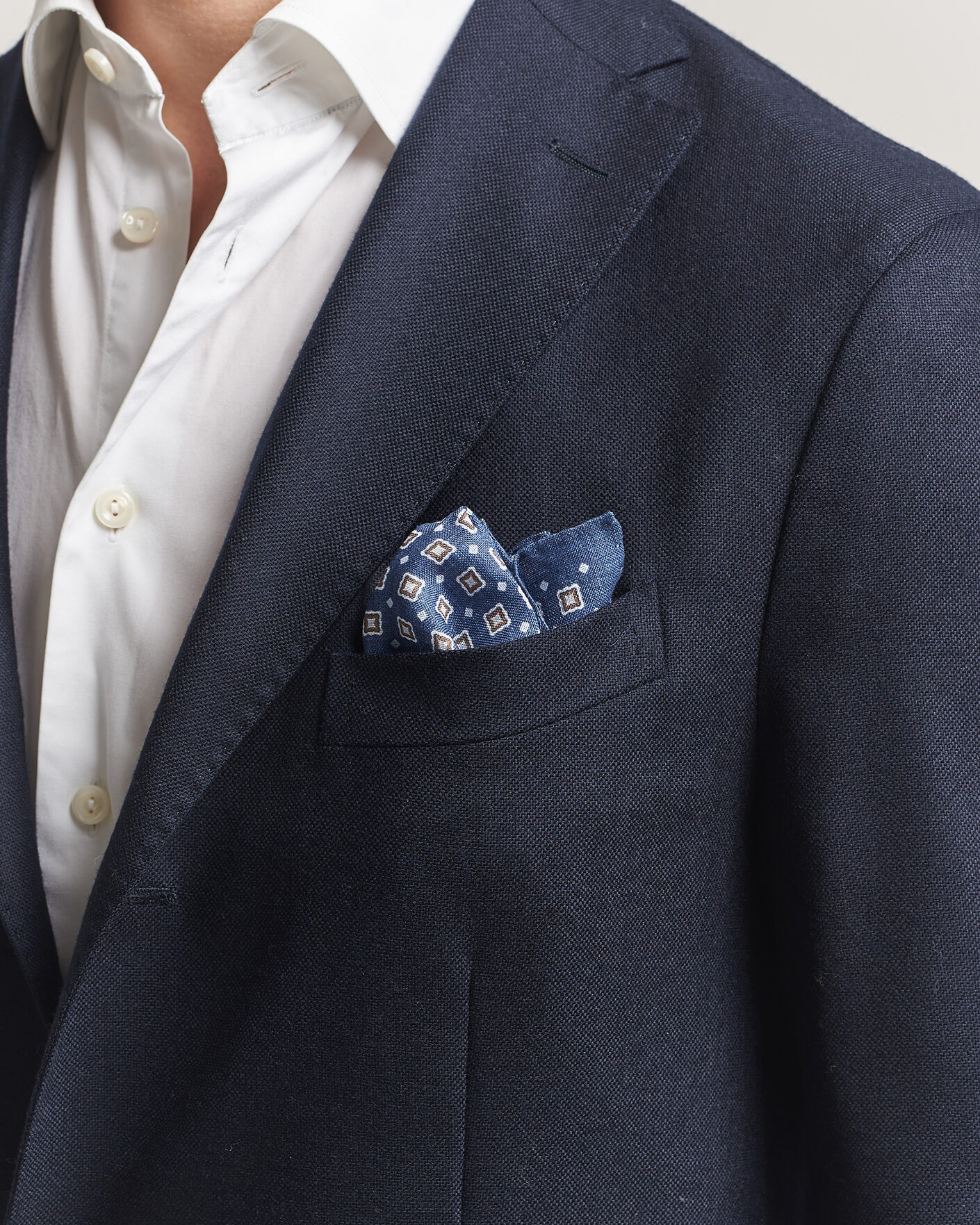Men | Pocket Squares | Amanda Christensen | Linen Medallion Pocket Square Navy