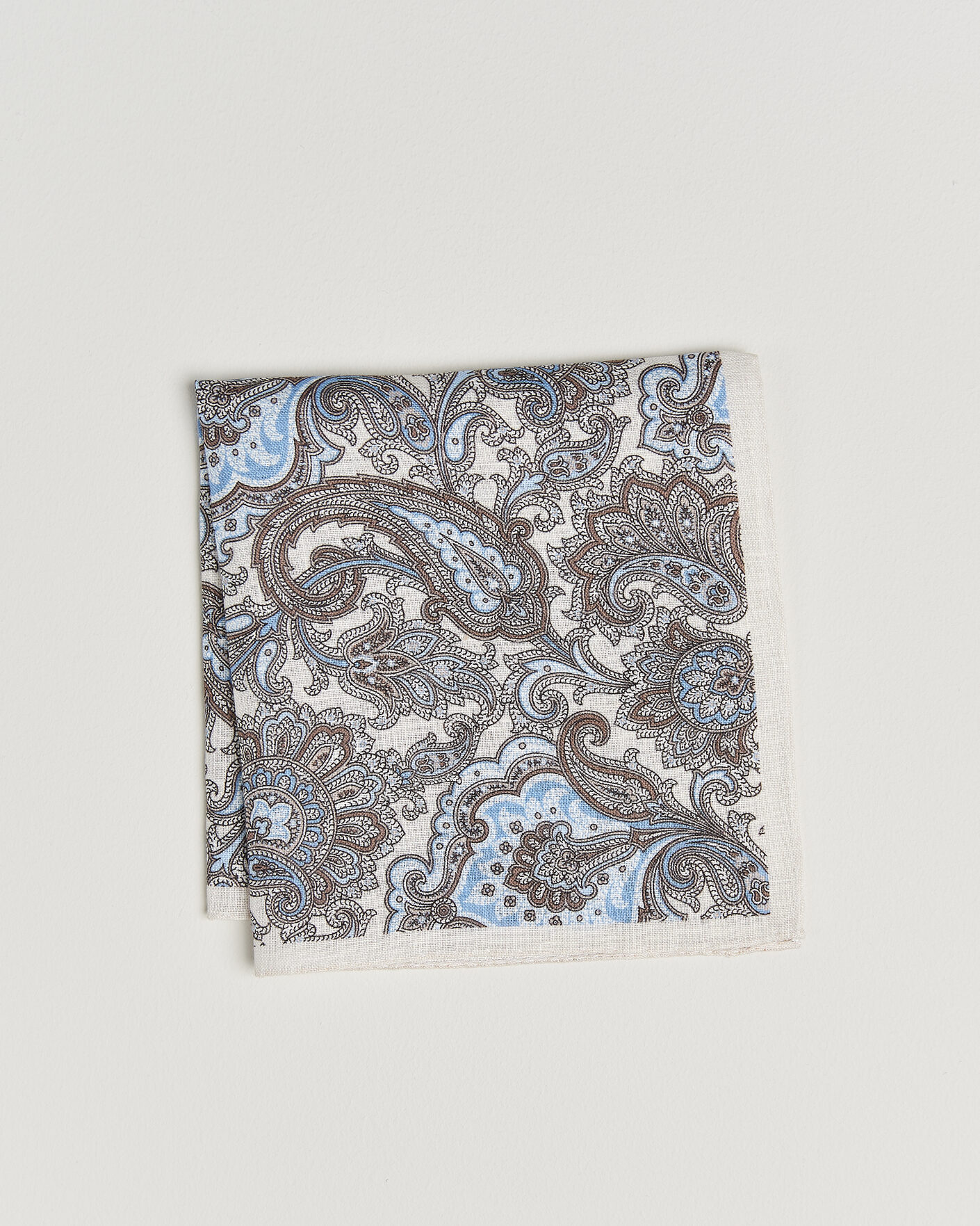 Men | Pocket Squares | Amanda Christensen | Linen Large Paisley Pocket Square Cream