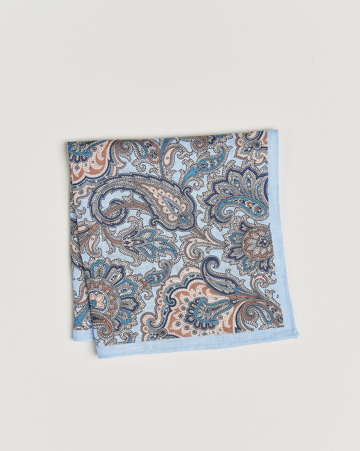 Men | Pocket Squares | Amanda Christensen | Linen Large Paisley Pocket Square Blue