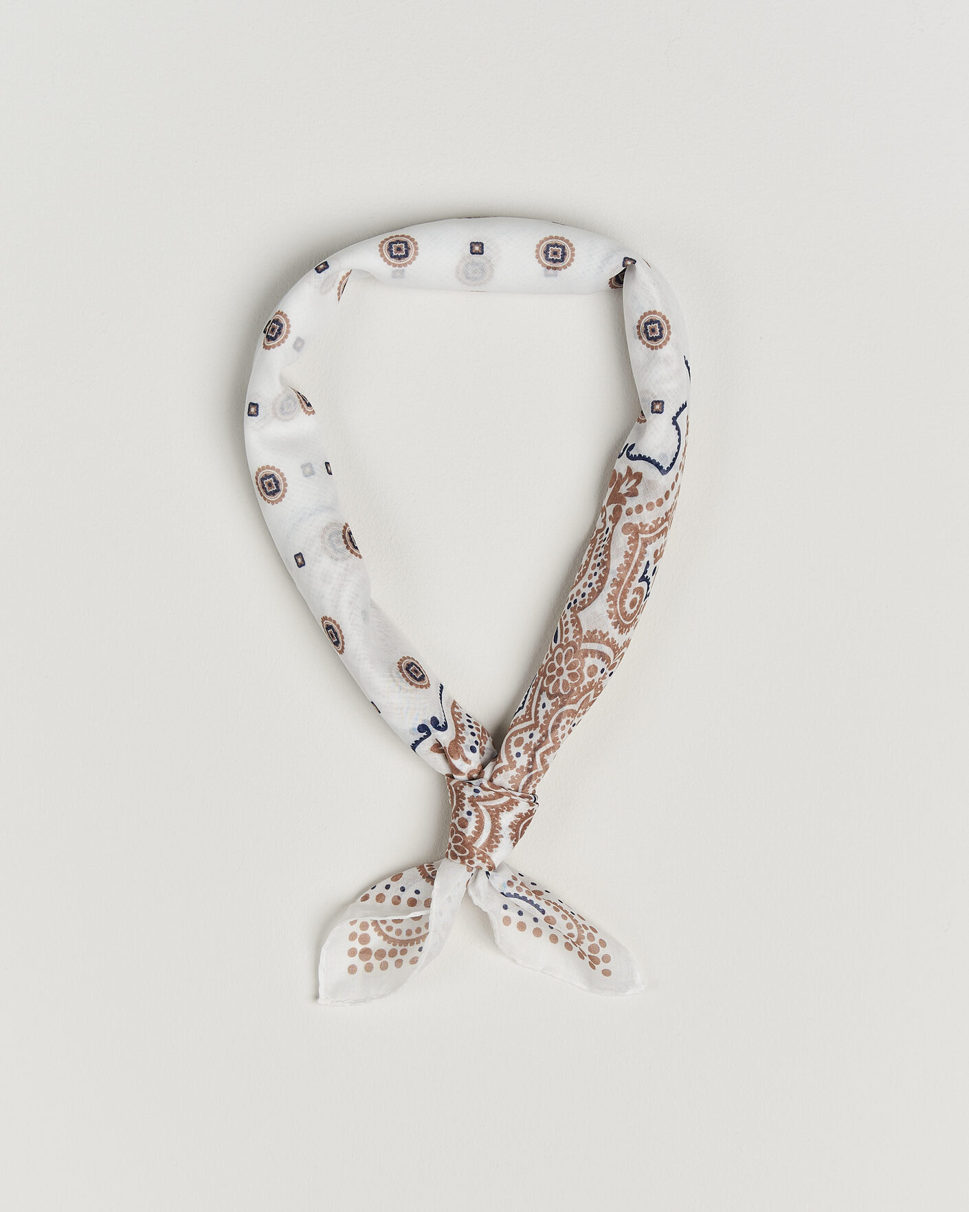 Men | Dress Scarves | Amanda Christensen | Cotton Voilé Medallion Bandana Cream
