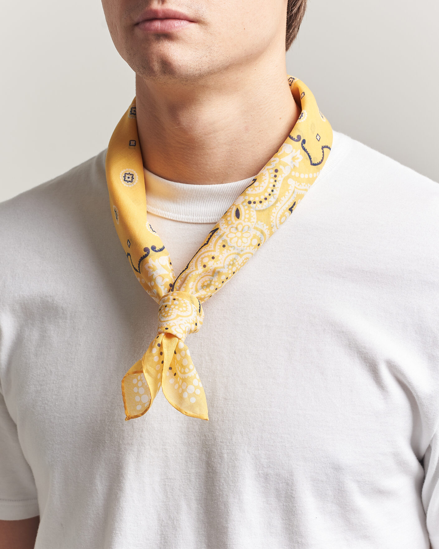 Men | Dress Scarves | Amanda Christensen | Cotton Voilé Medallion Bandana Yellow