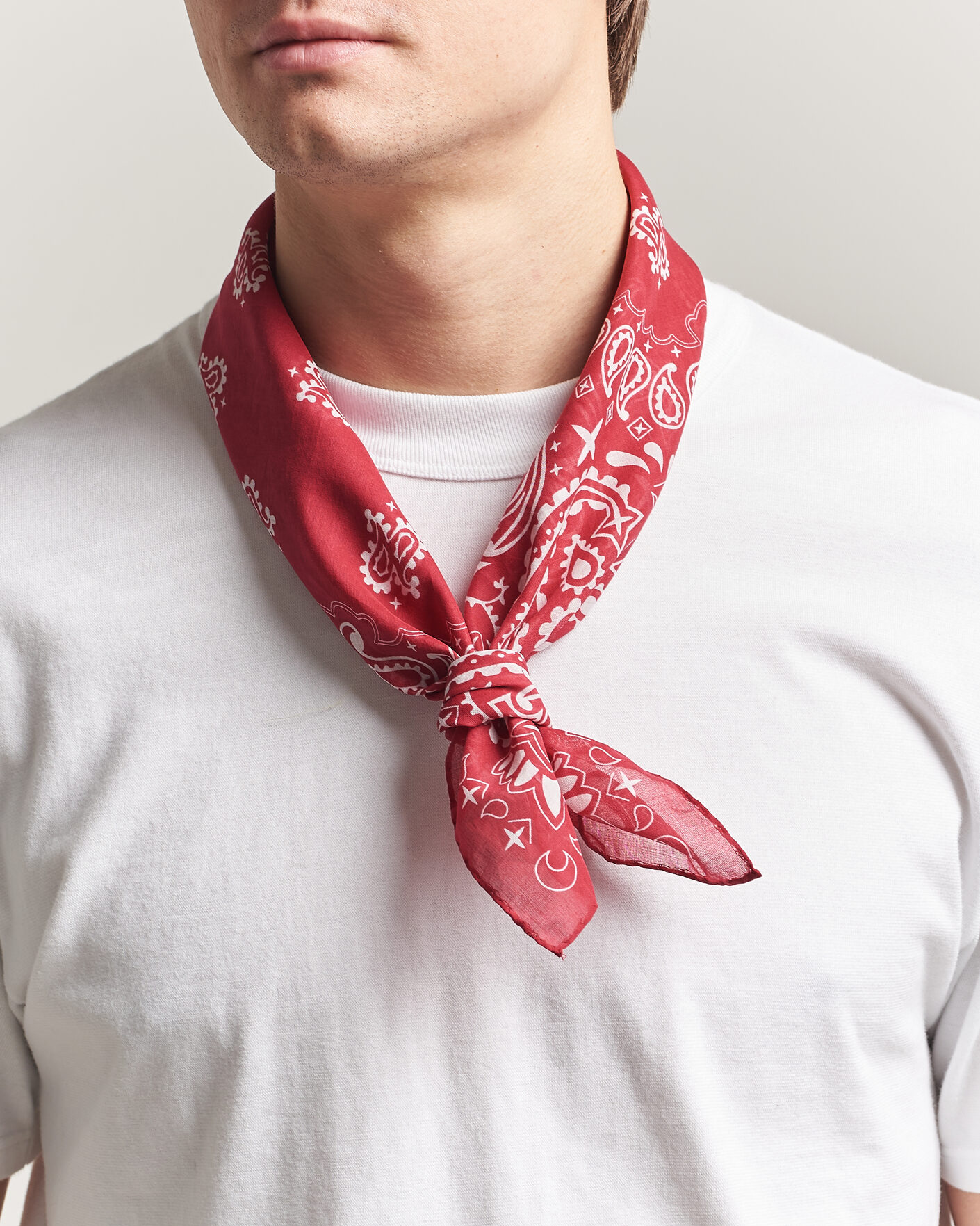 Men | Dress Scarves | Amanda Christensen | Cotton Voilé Paisley Bandana Red