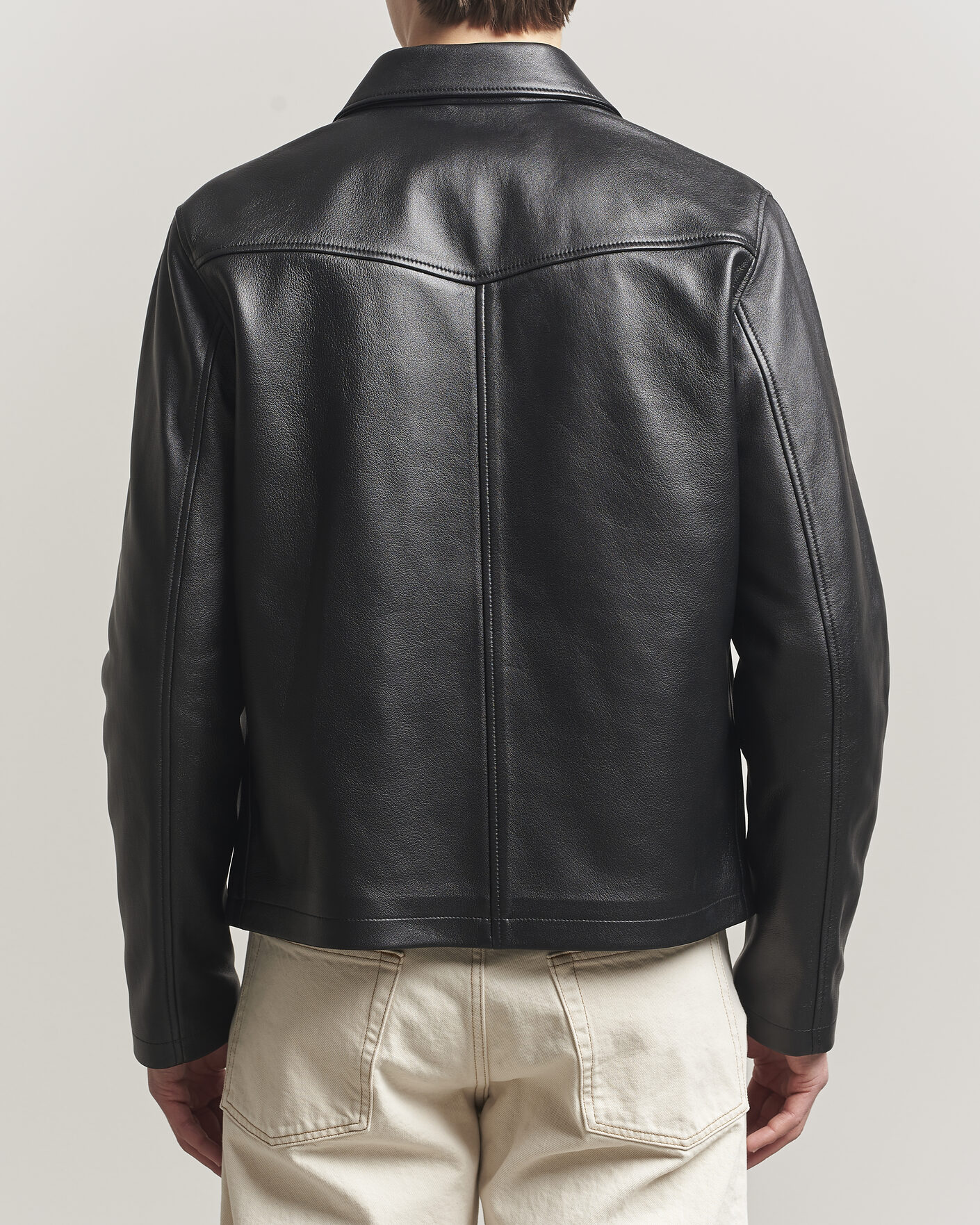 Men | Coats & Jackets | Filippa K | Leather Coach Jacket Black