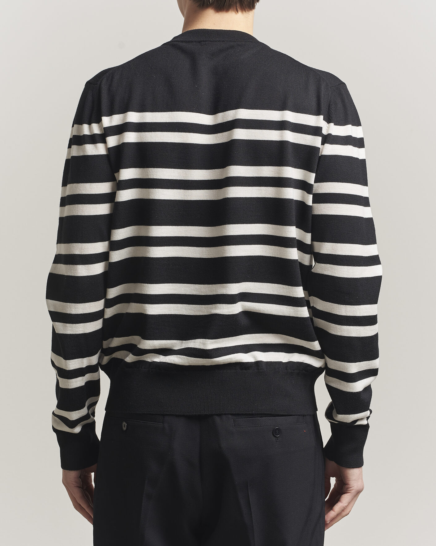 Men | Sweaters & Knitwear | Filippa K | Merino Knitted Striped Sweater Black/White