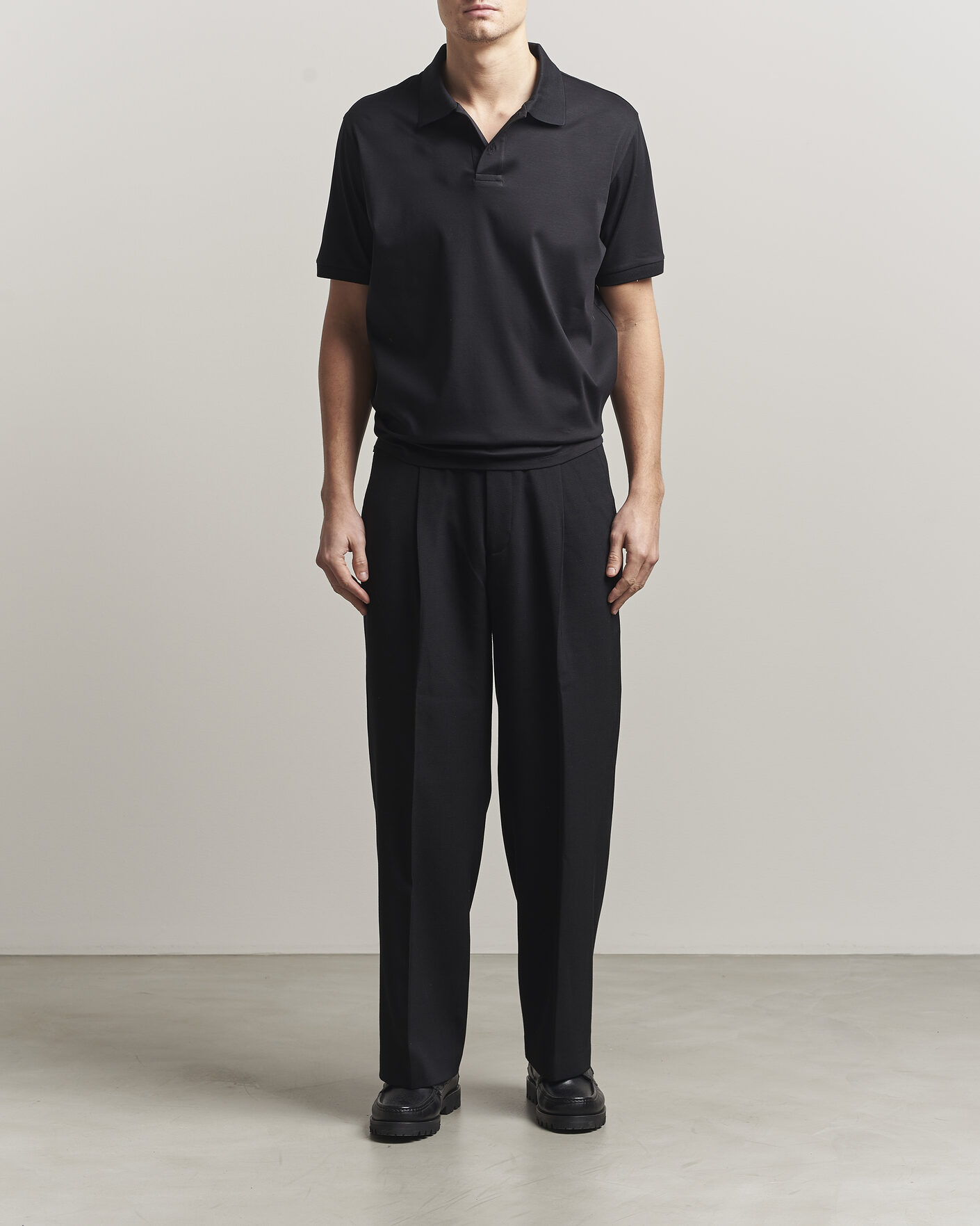 Men | Polo Shirts | Filippa K | Technical Cotton Polo Black