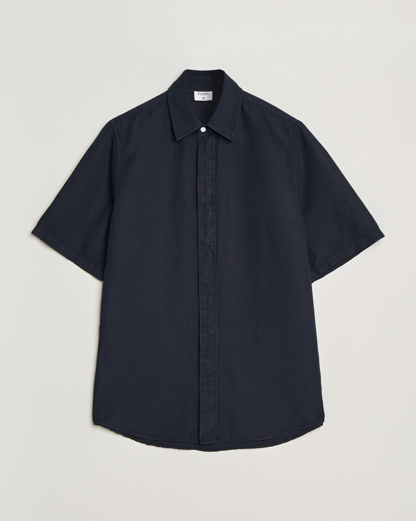 Men | Shirts | Filippa K | Cotton/Linen Short Sleeve Shirt Navy