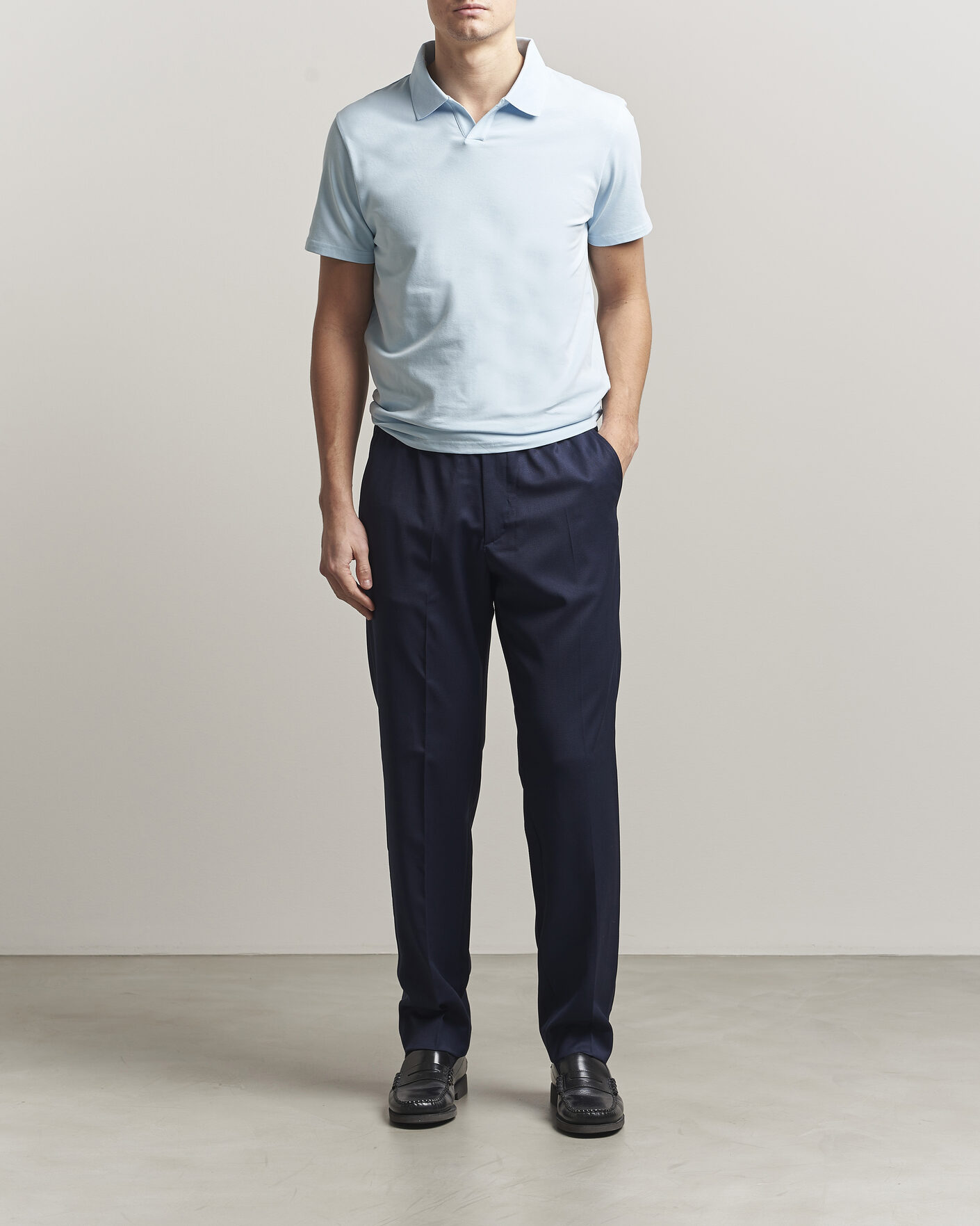 Men | Trousers | Filippa K | Theo Relaxed Wool Trousers Ink Navy