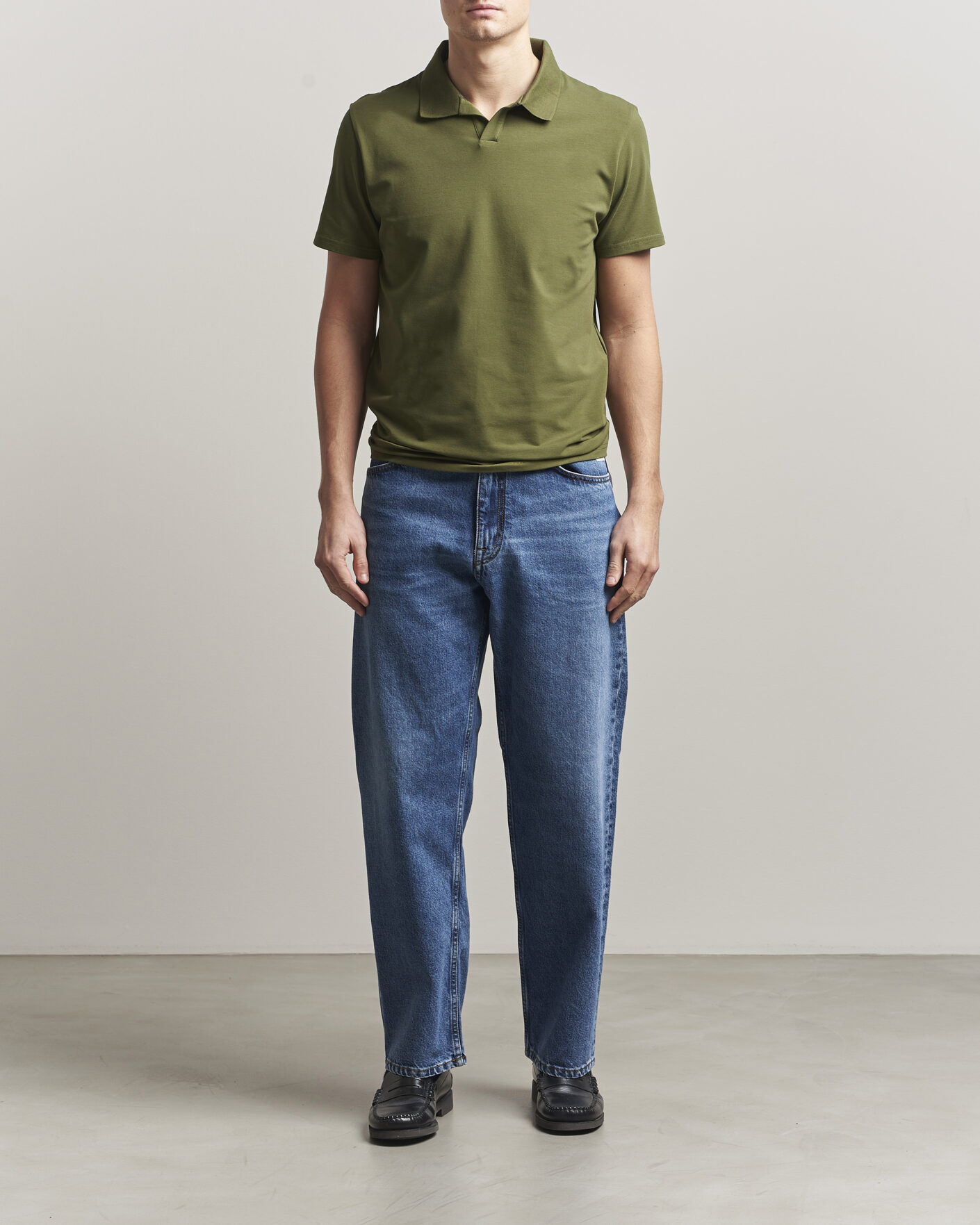 Men | Polo Shirts | Filippa K | Soft Lycra Polo T-Shirt Laurel Green