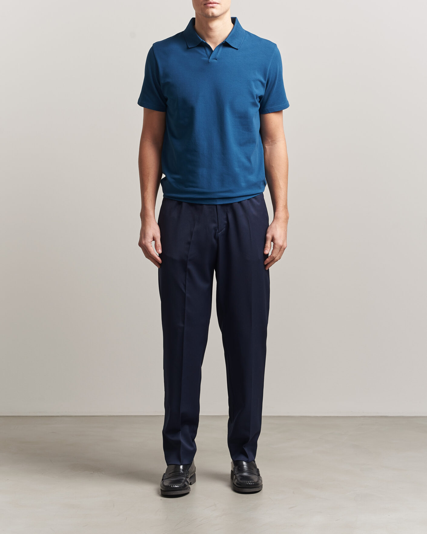 Men | Polo Shirts | Filippa K | Soft Lycra Polo T-Shirt Night Teal