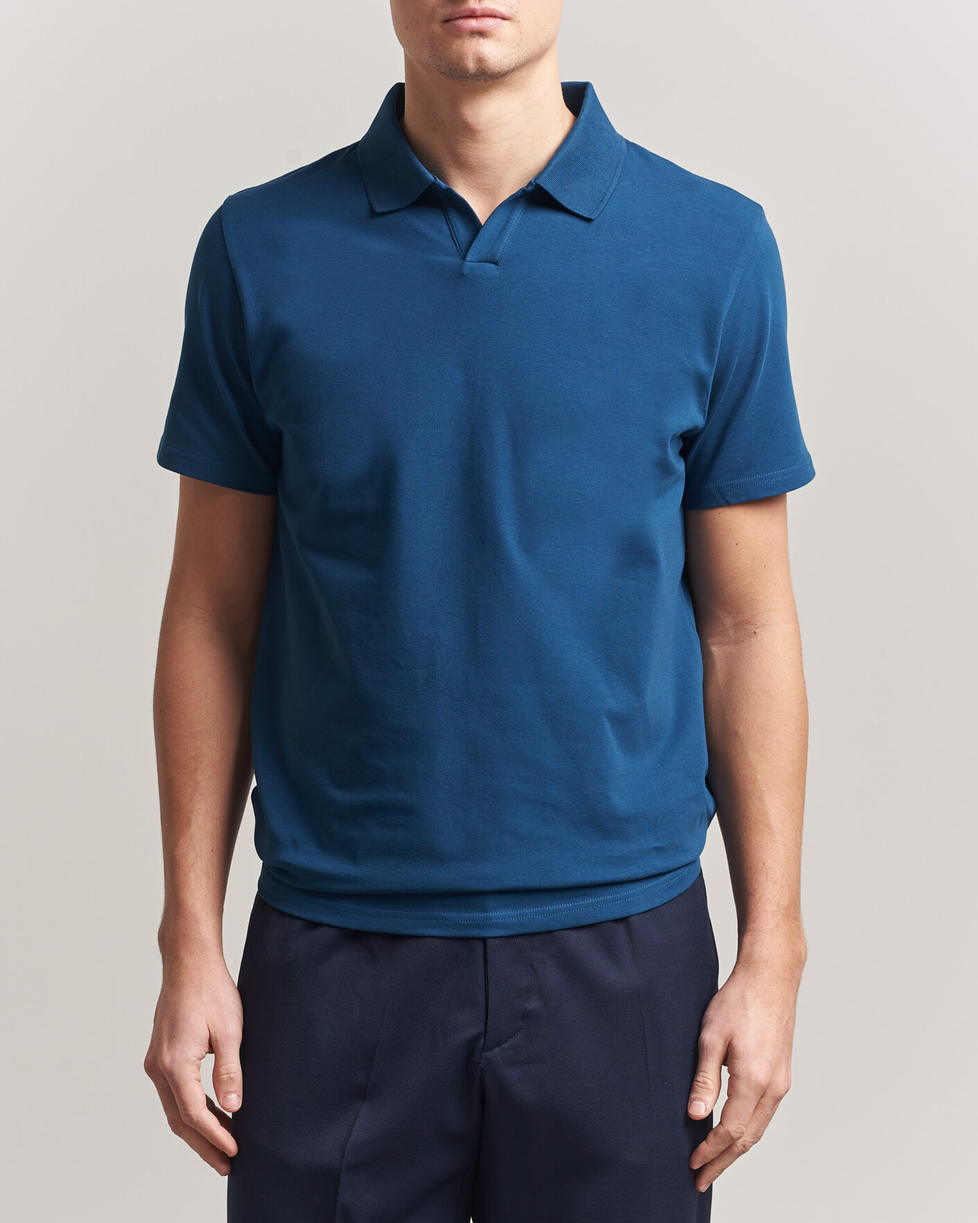 Men | Polo Shirts | Filippa K | Soft Lycra Polo T-Shirt Night Teal