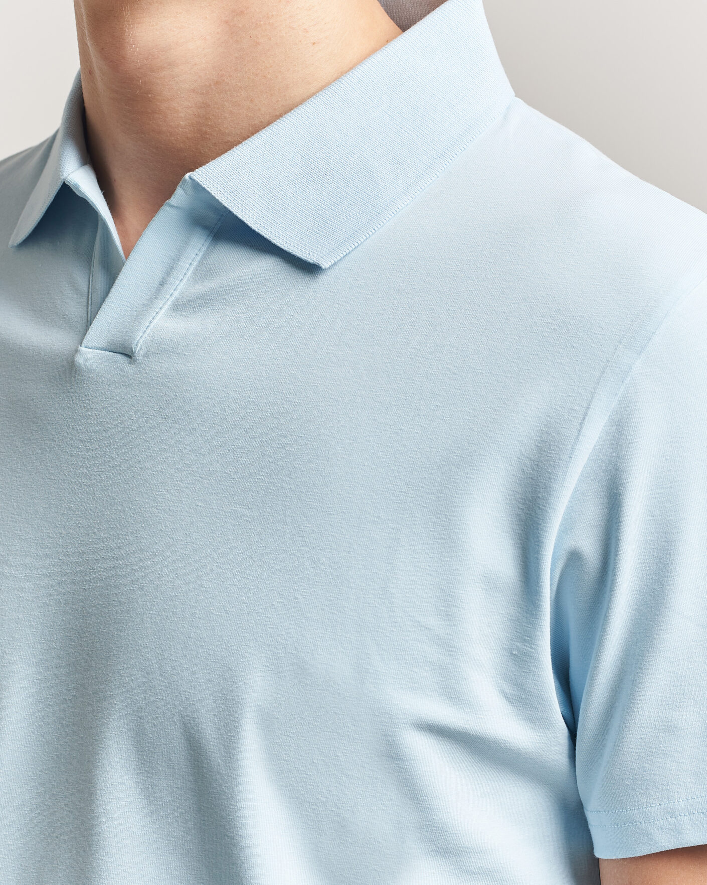 Men | Polo Shirts | Filippa K | Soft Lycra Polo T-Shirt Frost Blue