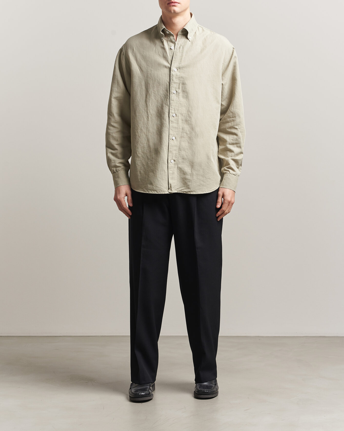 Men | Shirts | Filippa K | Relaxed Cotton/Linen Shirt Light Green