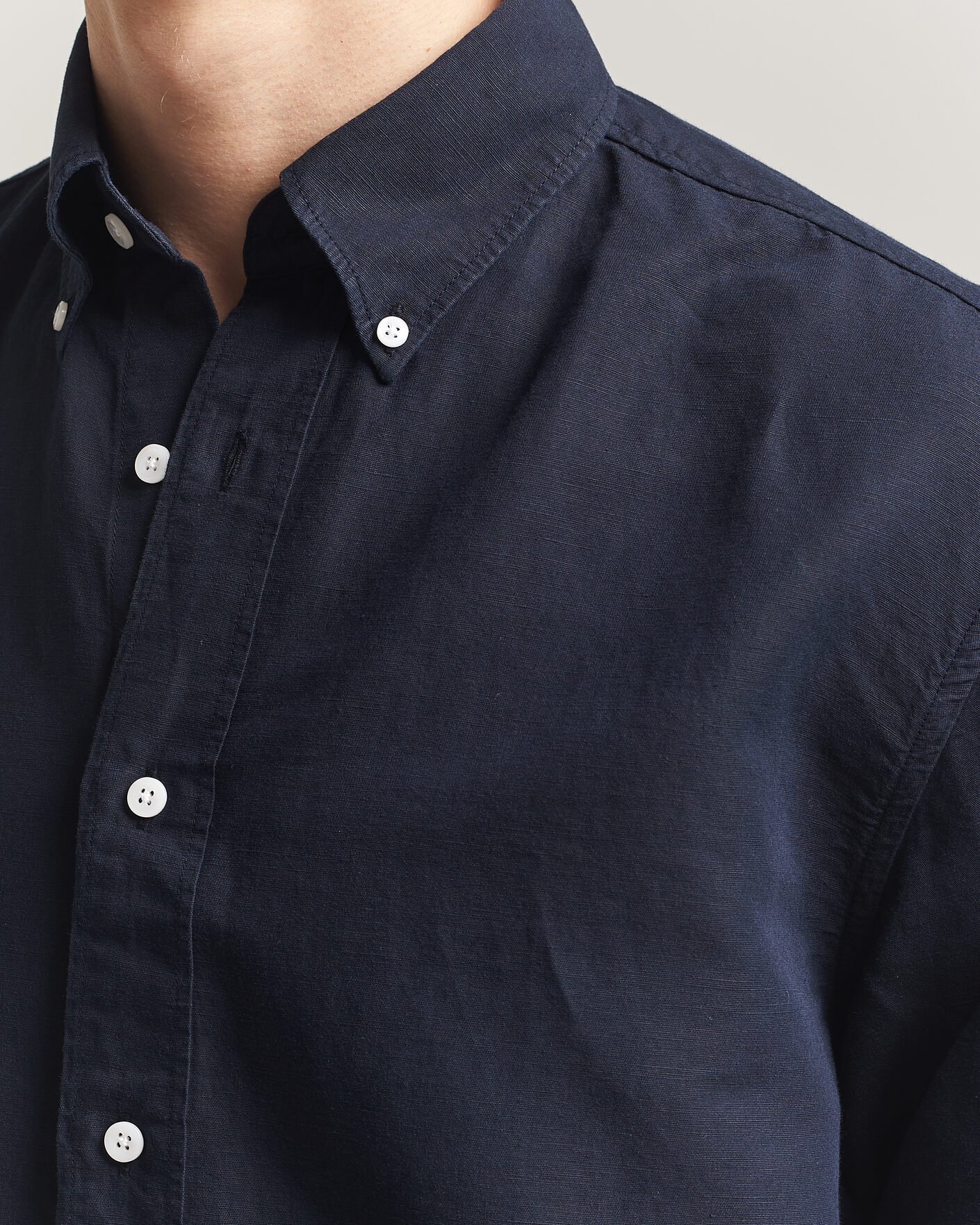 Men | Shirts | Filippa K | Relaxed Cotton/Linen Shirt Navy