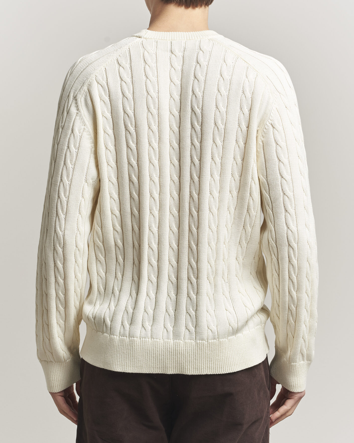 Men | Sweaters & Knitwear | Filippa K | Cotton Cable Crew Neck Sweater Calico White