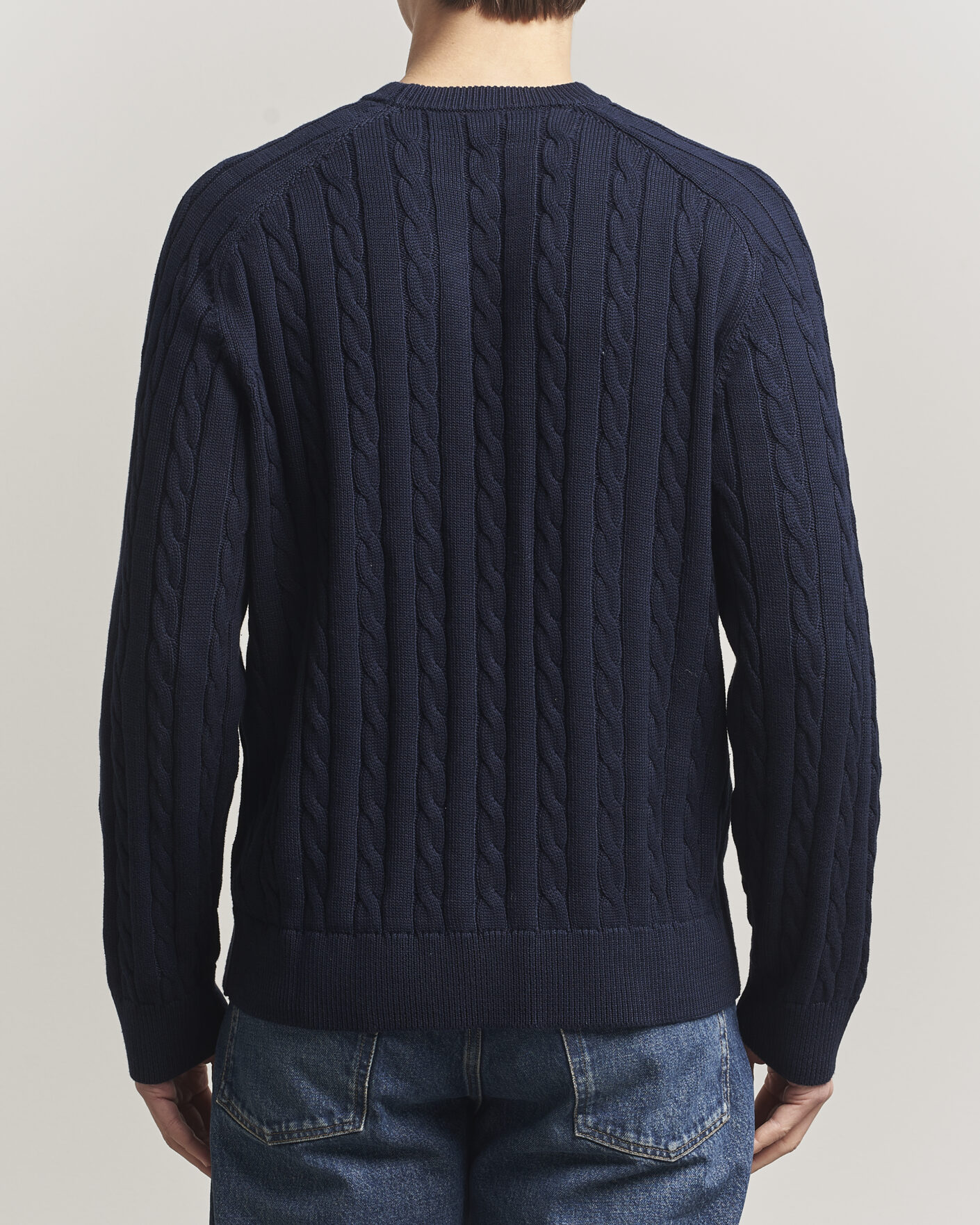 Men | Sweaters & Knitwear | Filippa K | Cotton Cable Crew Neck Sweater Navy