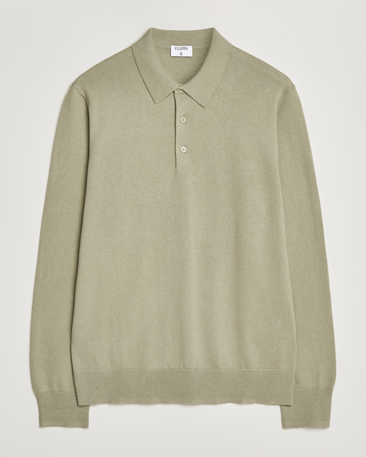 Men | Sweaters & Knitwear | Filippa K | Knitted Polo Shirt Light Green