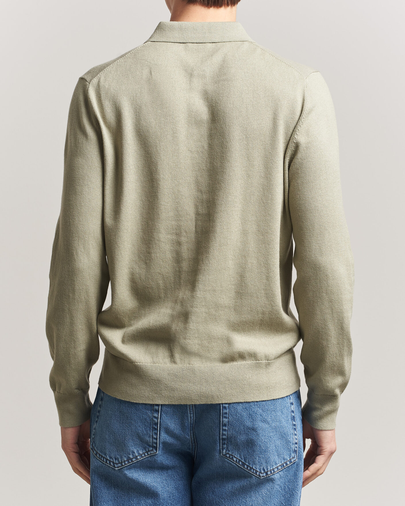Men | Sweaters & Knitwear | Filippa K | Knitted Polo Shirt Light Green