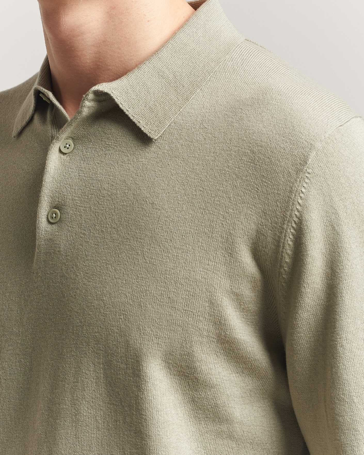 Men | Sweaters & Knitwear | Filippa K | Knitted Polo Shirt Light Green