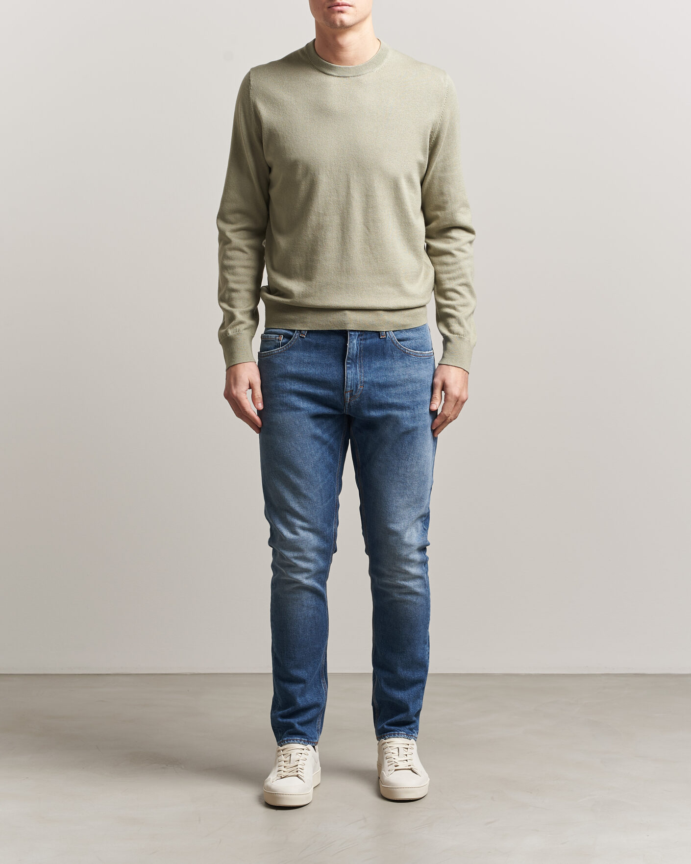 Men | Sweaters & Knitwear | Filippa K | Cotton Merino Knitted Sweater Light Green