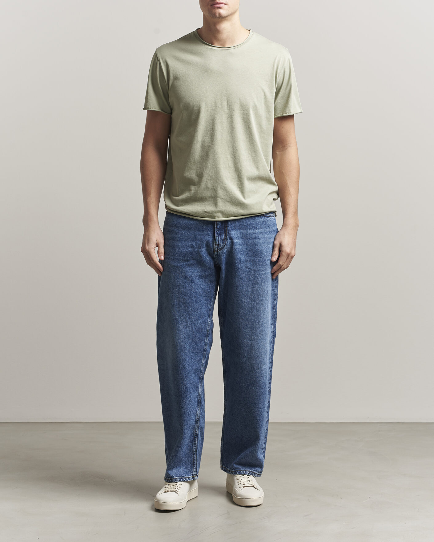 Men | T-Shirts | Filippa K | Roll Neck Crew Neck T-Shirt Light Green