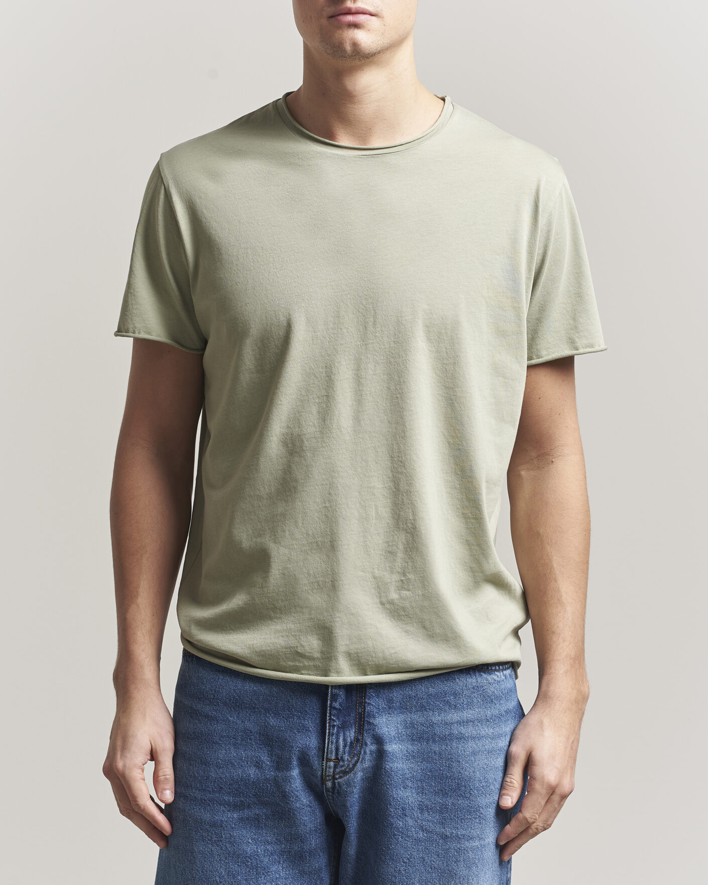 Men | T-Shirts | Filippa K | Roll Neck Crew Neck T-Shirt Light Green