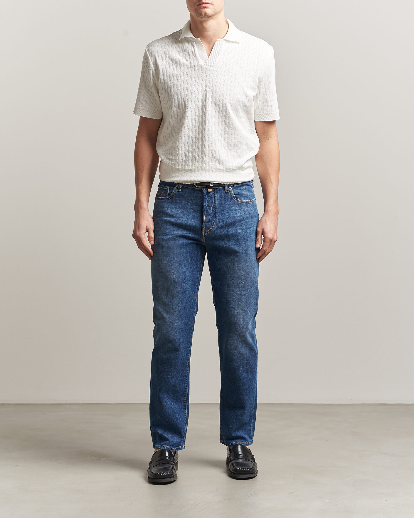 Men | Trousers | Jacob Cohën | Edos Regular Straight Fit Stretch Jeans Mid Blue