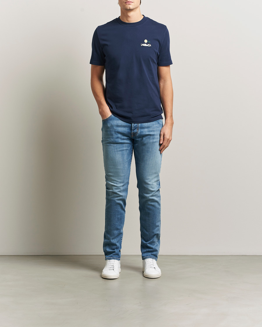 Men | Trousers | Jacob Cohën | Bard Slim Fit Stretch Porsche Patch Jeans Mid Blue