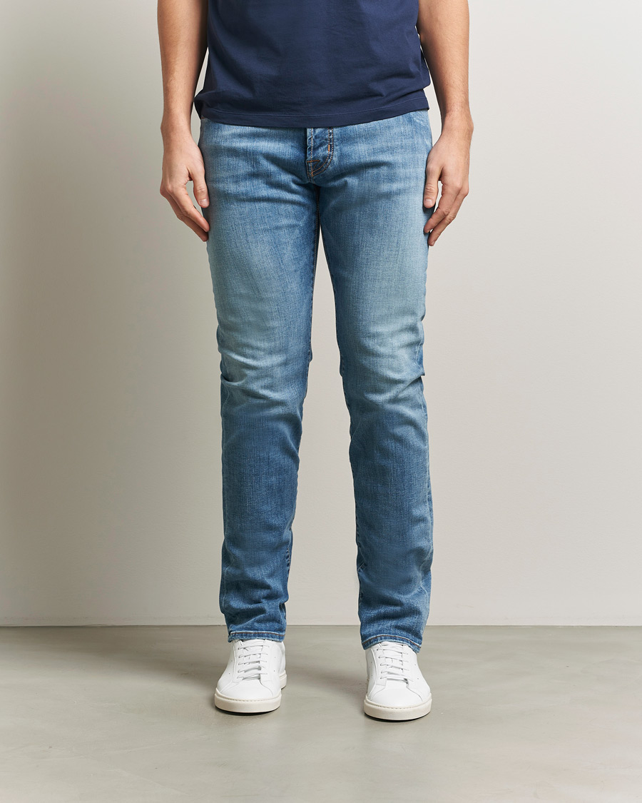Men | Jeans | Jacob Cohën | Bard Slim Fit Stretch Porsche Patch Jeans Mid Blue