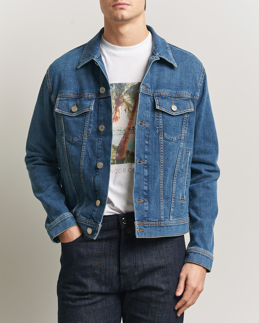 Men | Coats & Jackets | Jacob Cohën | Denim Trucker Jacket Mid Blue
