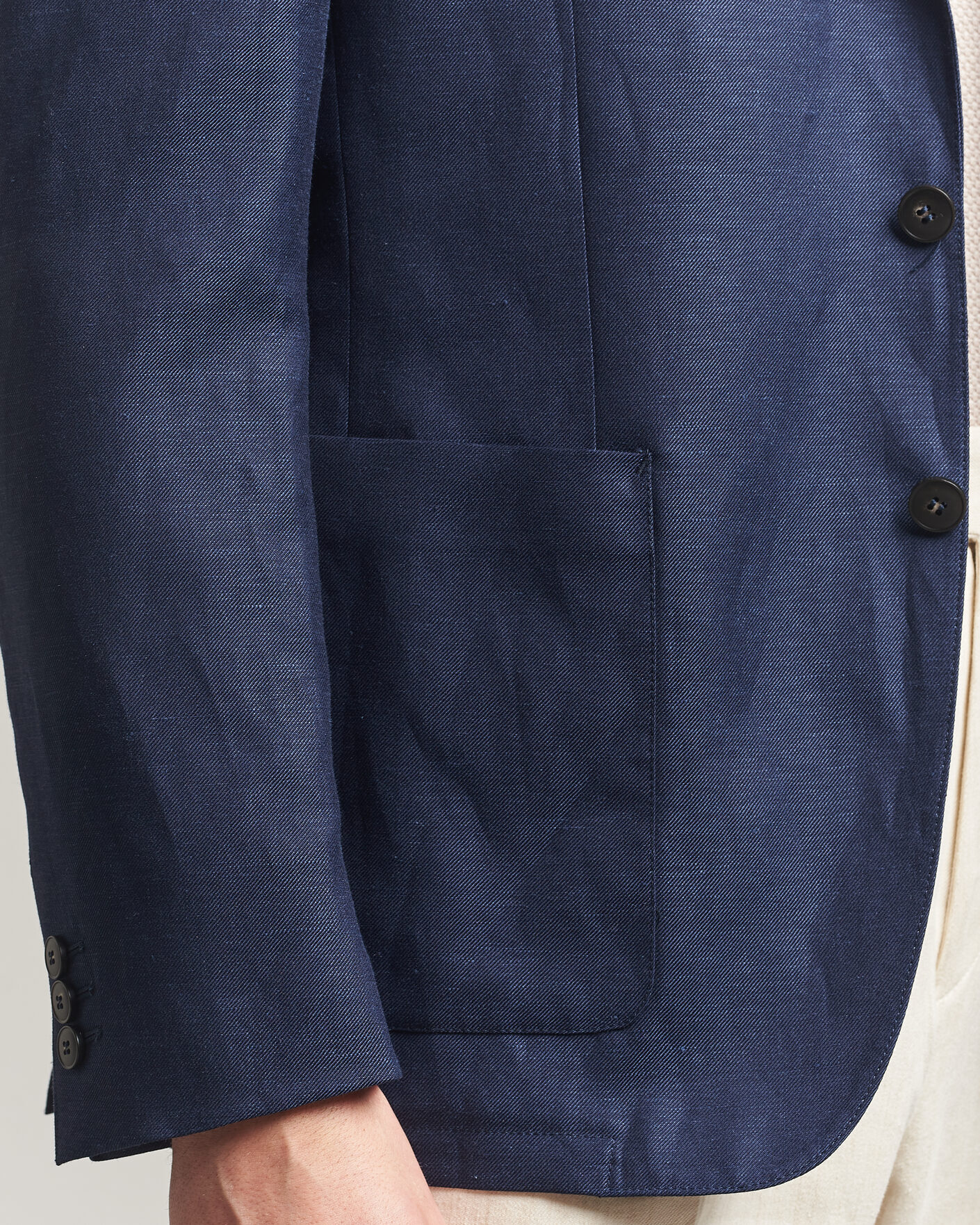 Men | Blazers | Canali | Unconstructed Wool/Linen Blazer Dark Blue