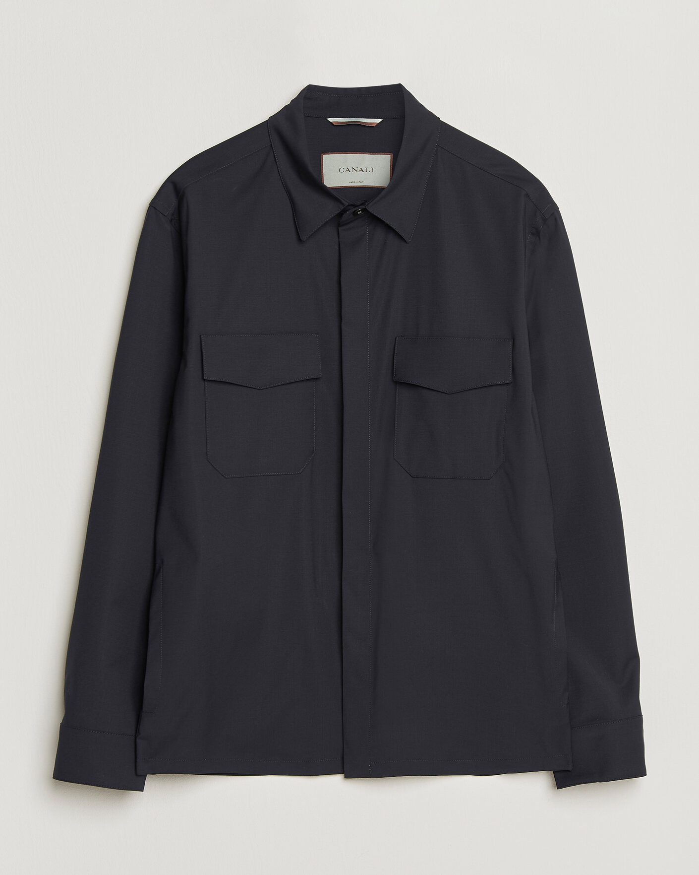 Men | Shirts | Canali | Travel Wool Overshirt Navy