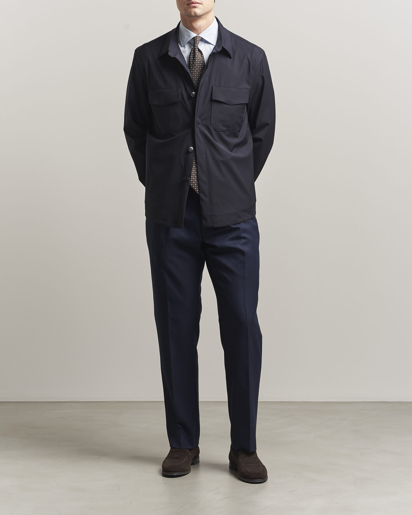 Men | Shirts | Canali | Travel Wool Overshirt Navy